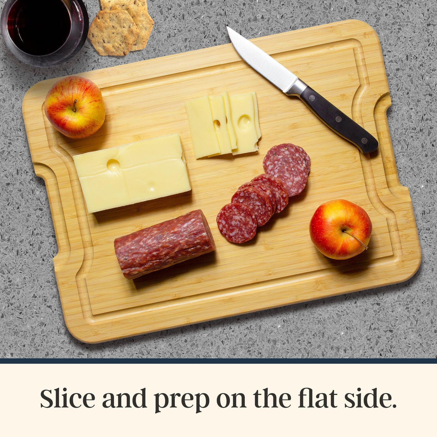 Totally Bamboo Flip, Serve & Store Charcuterie Board with Lid, Reversible Bamboo Cutting Board and Portable Cheese Tray with Compartments, Locking Travel Cover, 15.5 x 11.5 Inches
