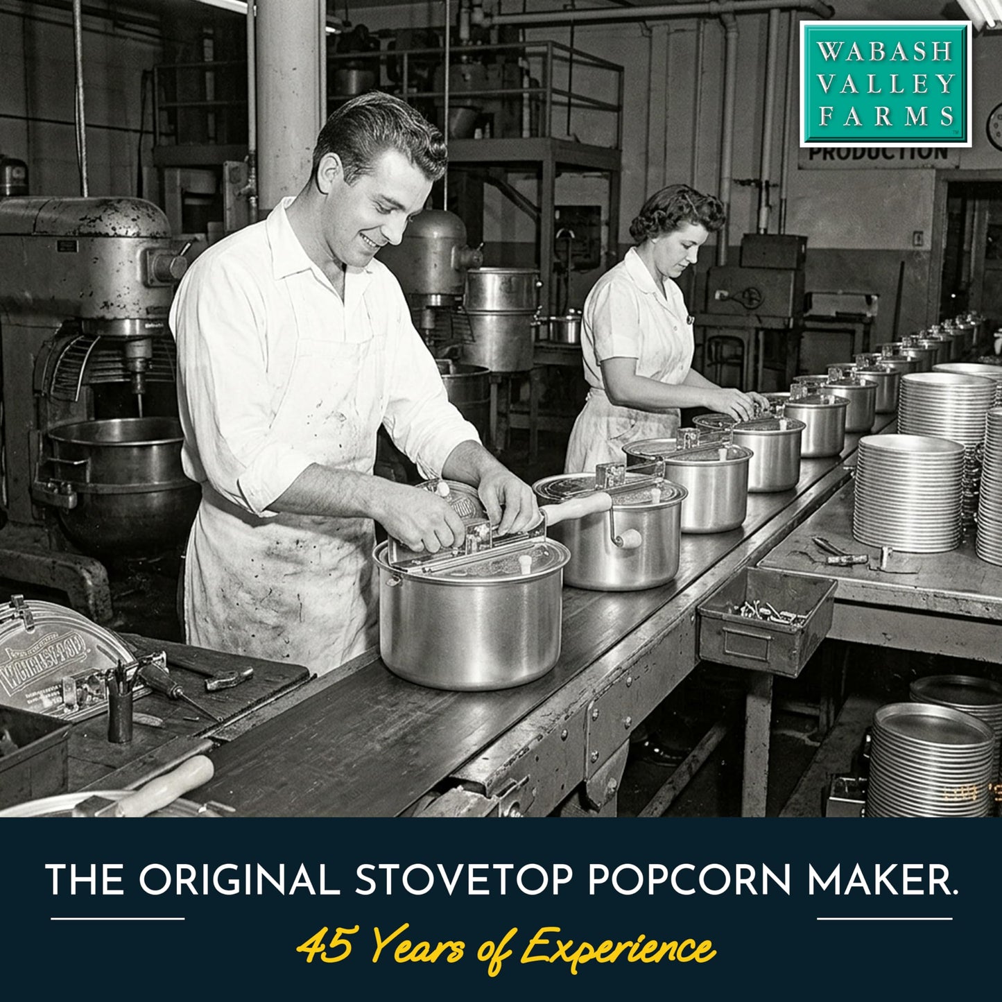 Original Whirley Pop Popcorn Machine – 3-Minute Stovetop Popcorn Maker for Home Movie Snacks & Game Night – Wabash Valley Farms – Aluminum Pot With Nylon Gears – (Silver)