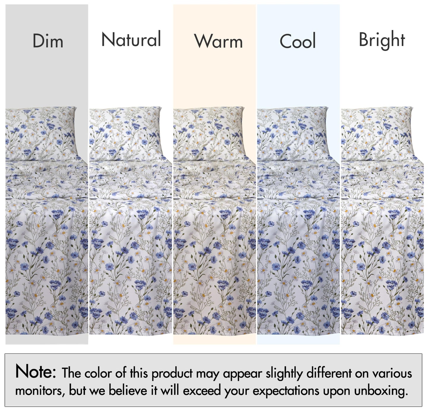 RUVANTI 100% Cotton Percale Sheets Queen Size – Crisp Cooling Bed Sheets for Hot Sleepers, Deep Pocket 16”, Soft Breathable & Durable Hotel-Style 4 Piece Set, Sweet Pea