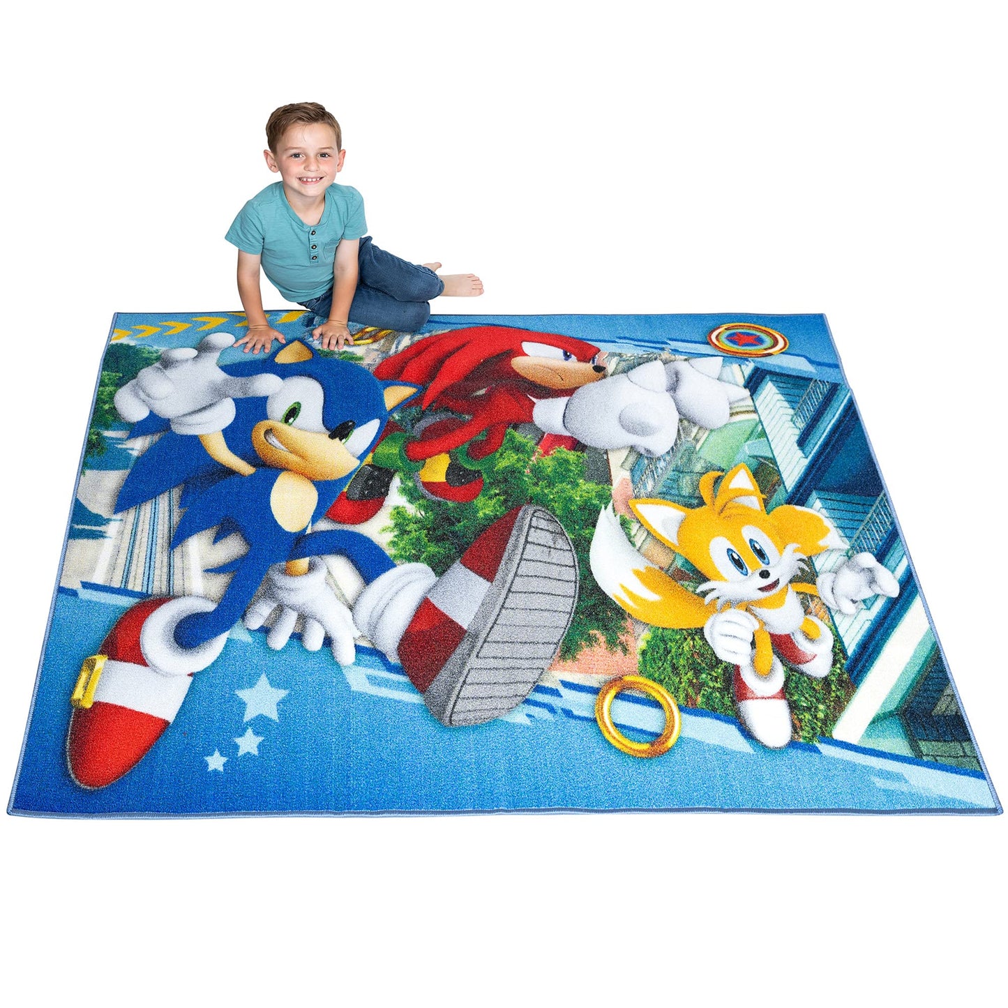 Franco Kids Room Non Slip Area Rug, 69 in x 52 in, Sonic The Hedgehog