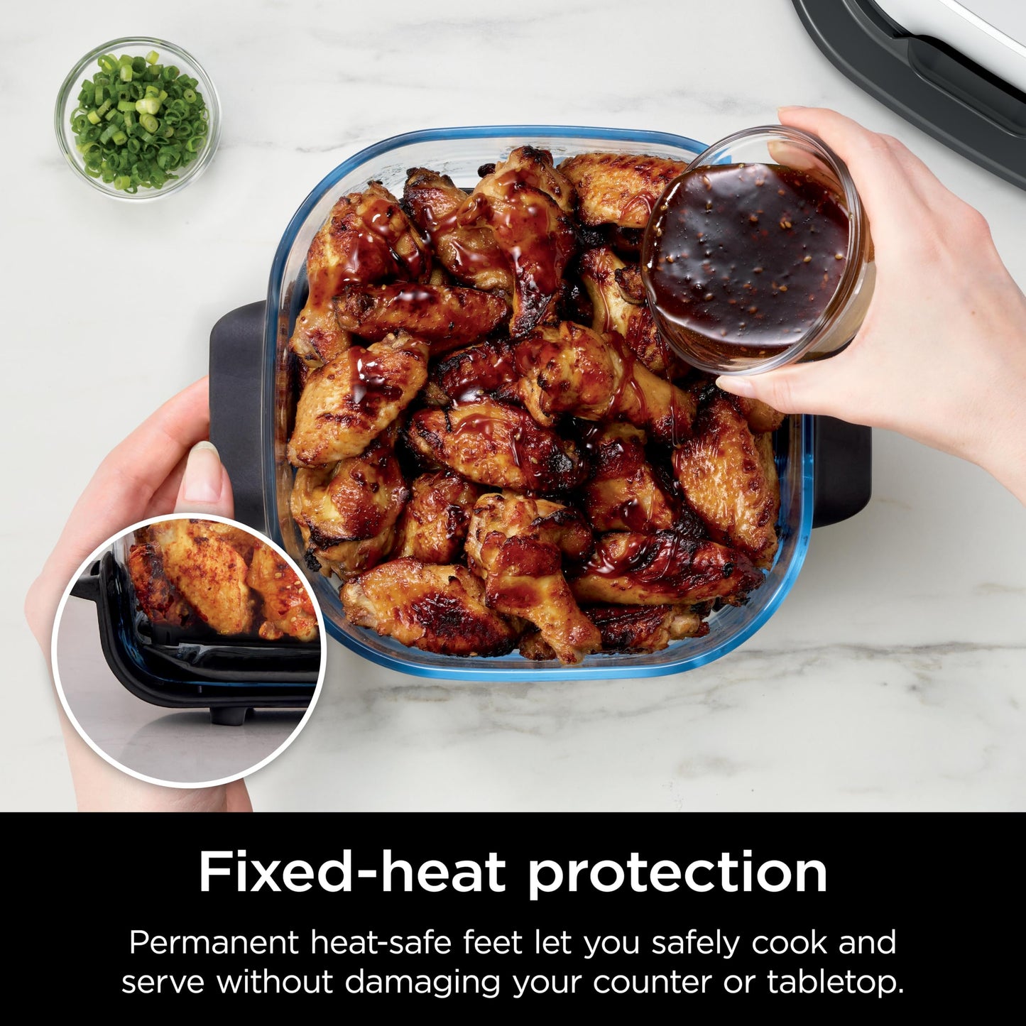 Ninja 4-QT CleanCrisp™ Glassware Container with Storage lid, Compatible with Ninja Crispi FN101 & AS101 Series, Microwave, Freezer & Dishwasher Safe, PFAS & PTFE Free Glass, XSKSFN4QT