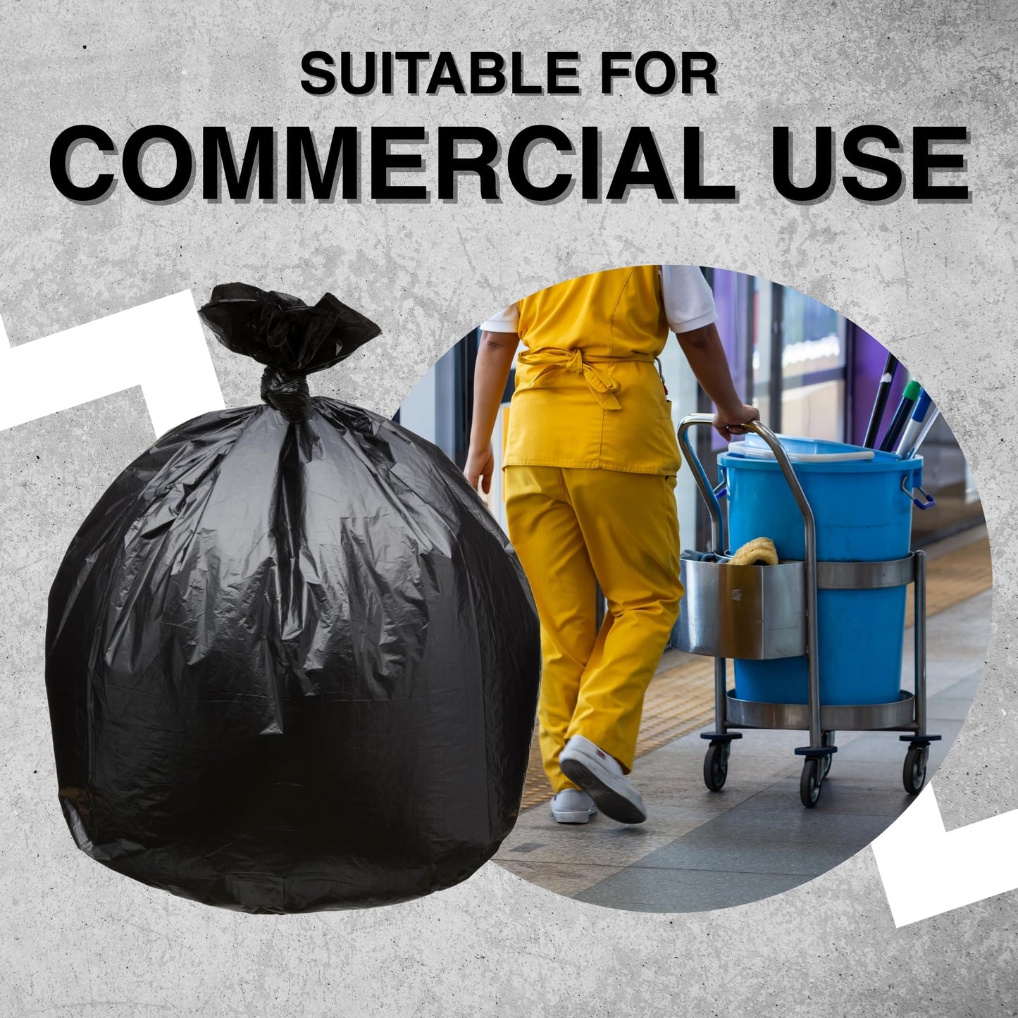 Top Knot Bags 45 Gallon Garbage Trash Bag 40X46" 1.2 Mil Black 100 Count Can Liner Bulk 40 Gallon 41 Gallon 42 Gallon 43 Gallon 44 Gallon Made in USA