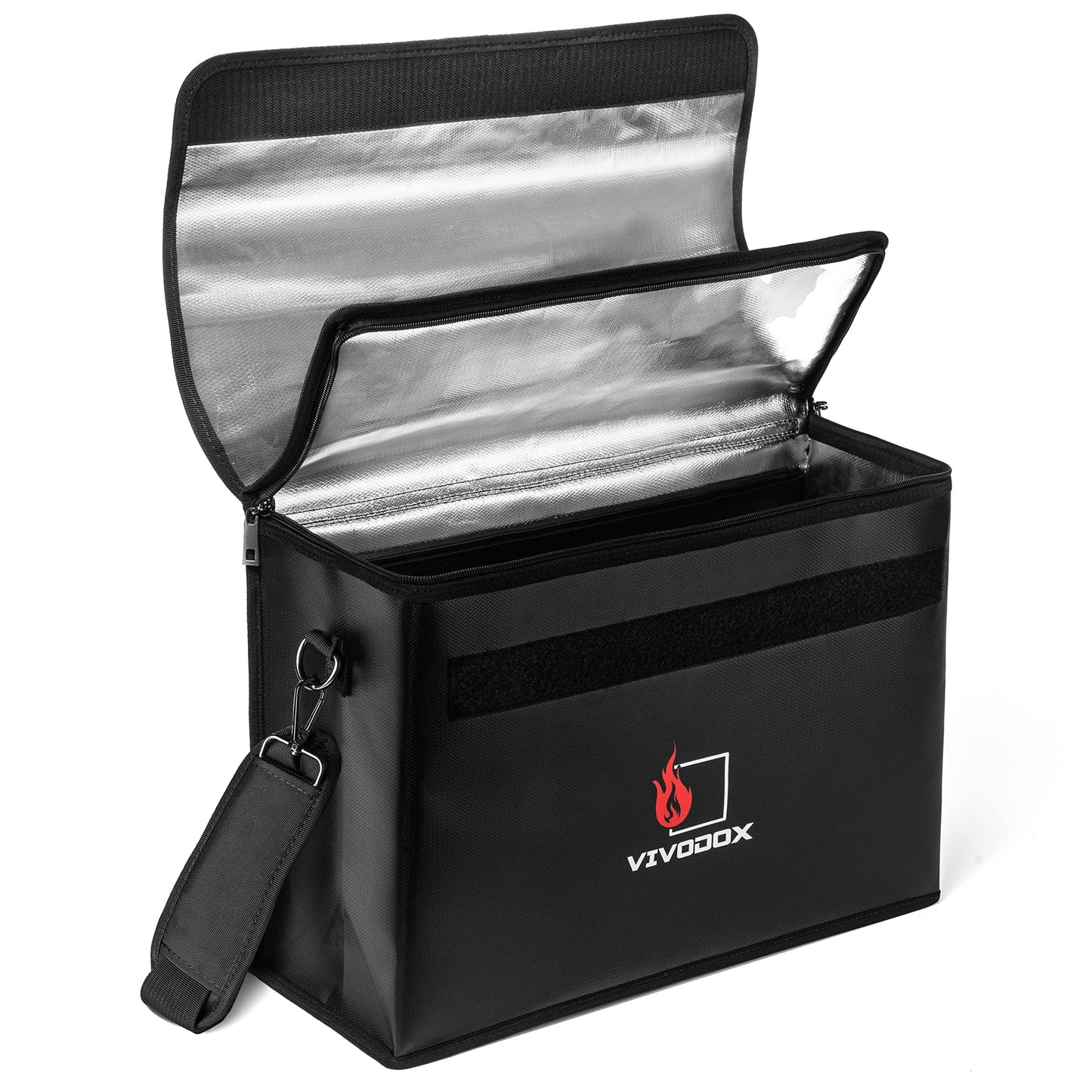 VIVODOX Fireproof Document Bag - Large (17" x 12" x 6") Fireproof Waterproof Storage for Binders, Legal Size Documents and Valuables, Heavy Duty Lightweight Briefcase for Home or Office