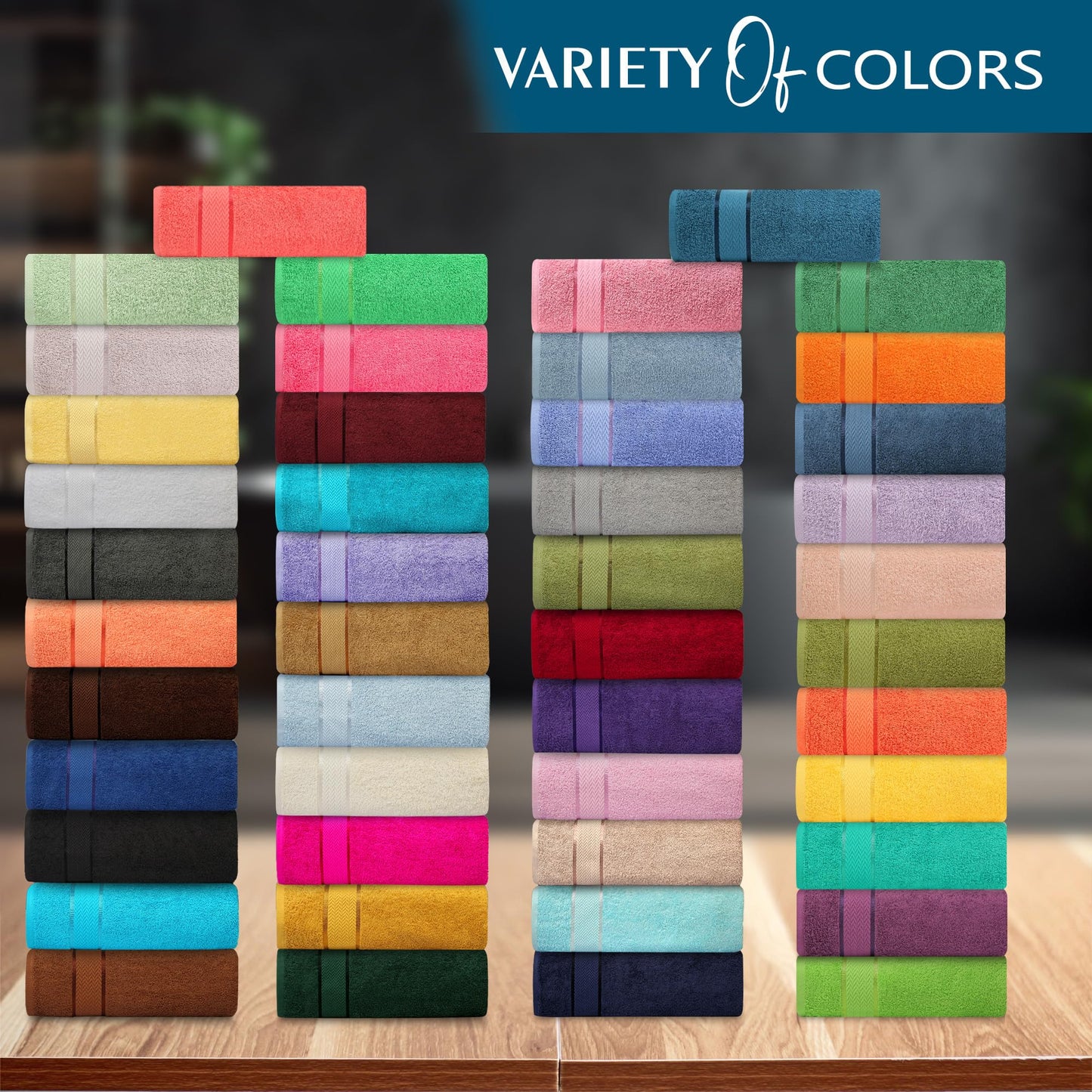 CRAFTBERRY Luxury Bath Towels Set -100% Cotton- 2 Bath, 2 Hand & 2 Washcloths- Large, Thick, Fluffy, Absorbent, Quick Dry, Soft & Plush - 6 Piece Luxury Bathroom Towels - Dark Green/Forest Green