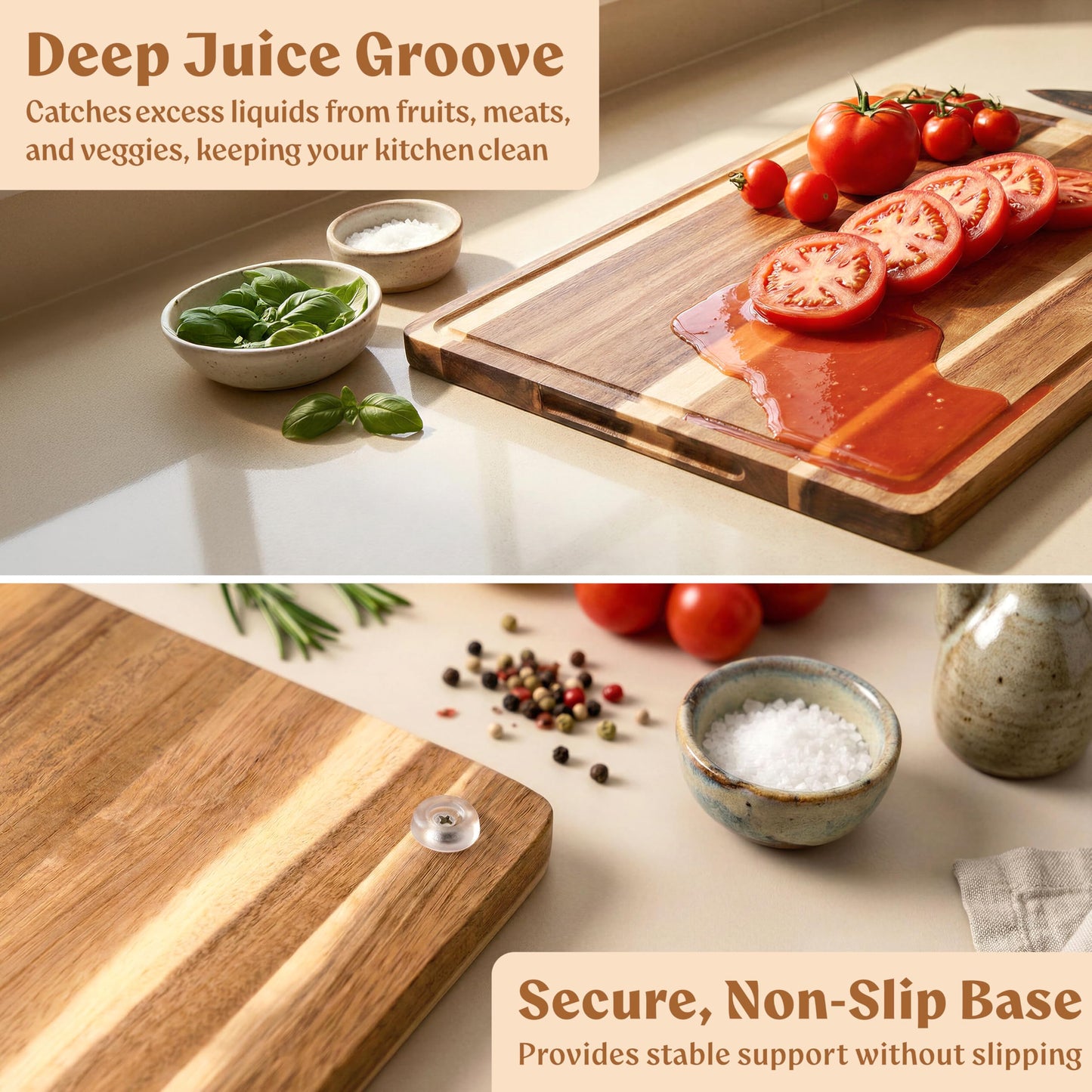 Acacia Wood XL Cutting Board for Kitchen, Large Cutting Board 17.1 × 12.8 - Wooden Chopping Boards with Juice Groove, Non-Toxic, Knife-Friendly & Durable – Housewarming Gift, Charcuterie & Meal Prep