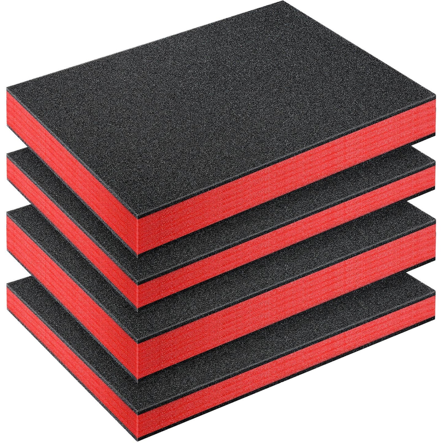 Outus 4 Pcs Cuttable Polyurethane Foam Pads Craft Foam Insert for Cases Packing Padding Camera Toolbox Storage(16 x 12 x 1.5 Inch, 16 x 12 x 2 Inch,Red, Black)