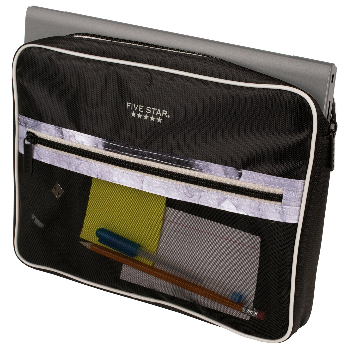 Five Star Zipper Binder, 3 Inch 3-Ring Binder with D Rings, Removable Padded Case, 5-Tab Expanding File and Multi-Use Strap, 850 Sheet Capacity, Black/Gray (29296IT8)