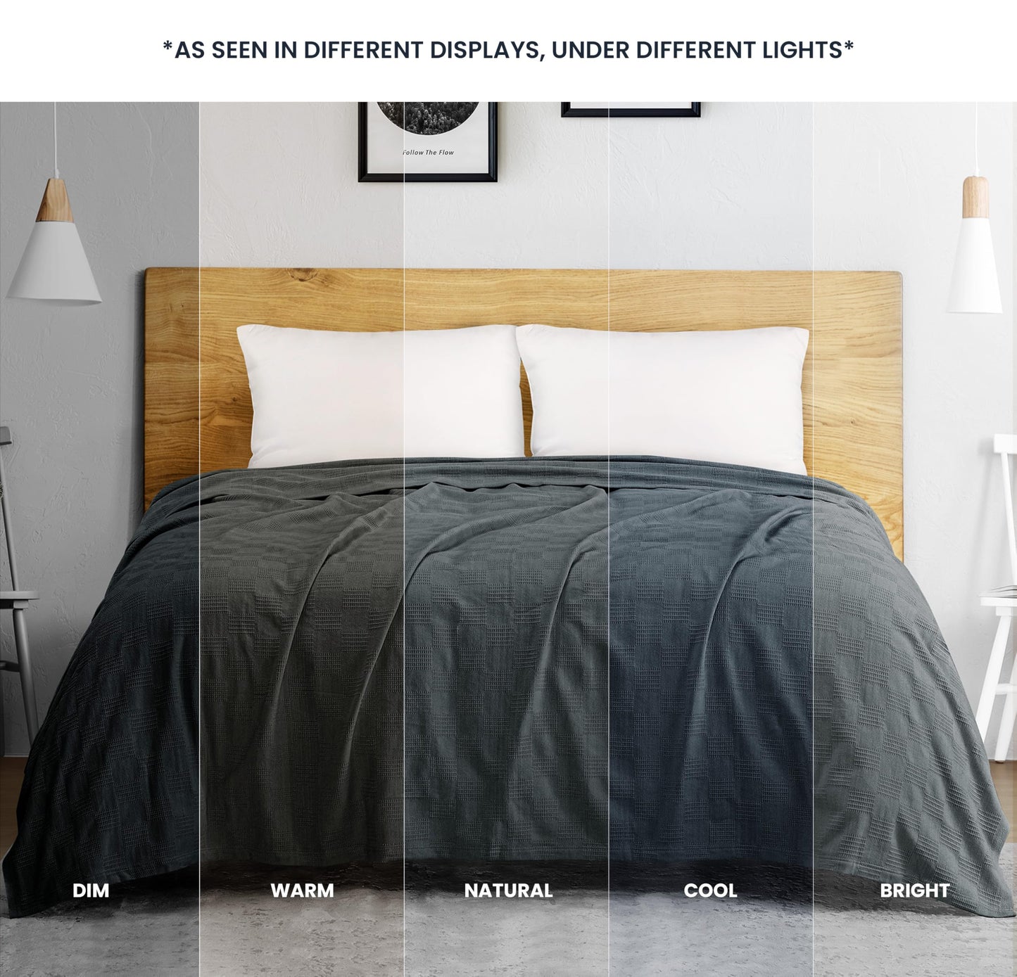 Utopia Bedding 100% Cotton Thermal Blanket Smoke Gray Big Size Soft, Lightweight, Breathable, Cozy Spring and Summer Blankets for Bed, Home Room Decor Gifts for Women and Men (120x120 Inches)