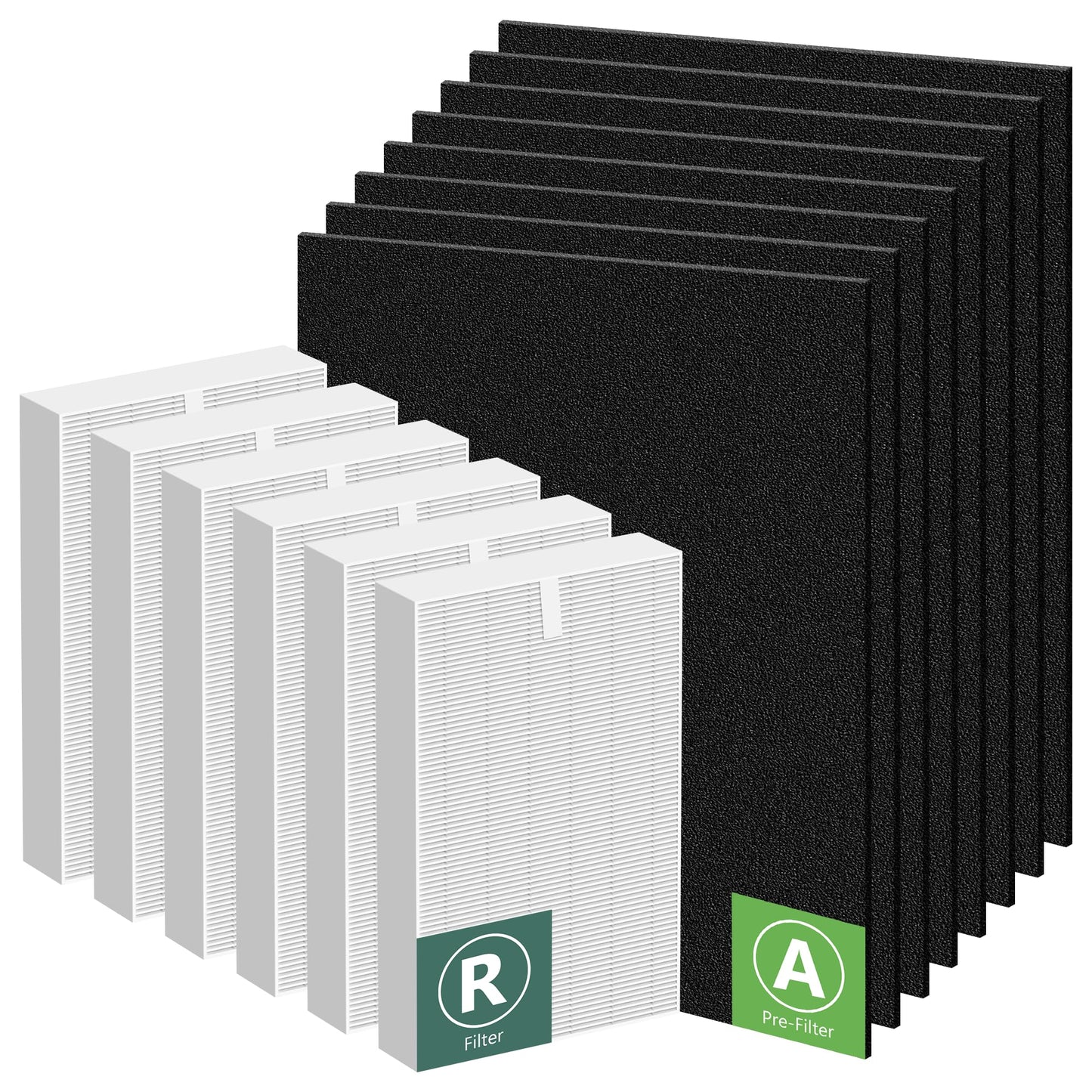 HPA300 Filter Replacement for Honeywell Air Purifiers HPA300 Series, HPA300, HPA304, HPA8350, HPA300VP, HPA3300b, HPA5300, Replace HRF-R3, 6 Middle Main Filter R and 8 Pre Filters A HRF-AP1