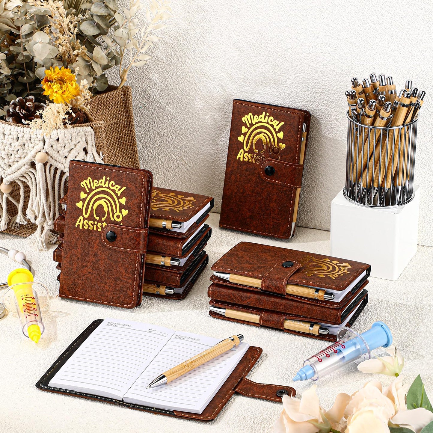 Yexiya 24 Set CNA Week Appreciation Gifts Set A6 Leather Journal with Ballpoint Pens Notebook Bulk for Doctor, Nursing, Certified Medical Assistant, Healthcare Clinical Intern Gifts