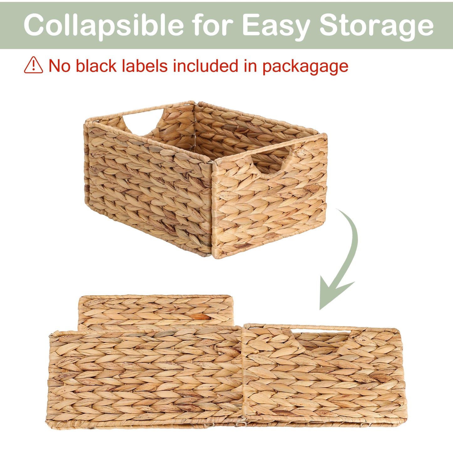 Water Hyacinth Pantry Baskets Set of 4, 12.5 x 9.5 x 6in Hanging Wicker Storage Baskets for Shelves, Pantry Baskets, Bathroom Shelves Storage Basket