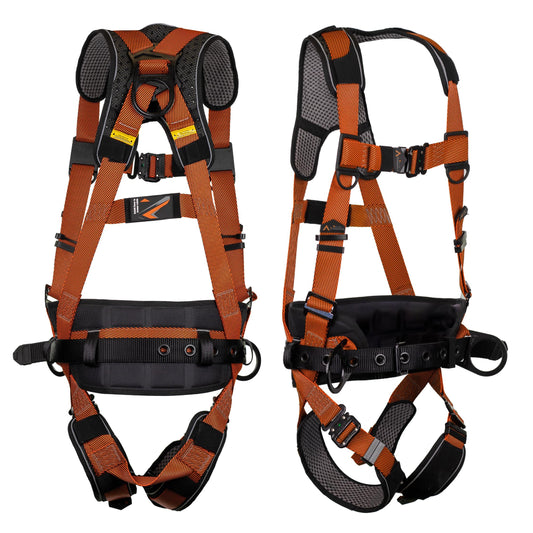 Malta Dynamics Warthog Comfort MAXX - Safety Harness for Construction – Fall Protection Equipment with Removable Belt and Lumbar Support, Side D-Rings, and Padding, OSHA & ANSI Compliant (L-XL)