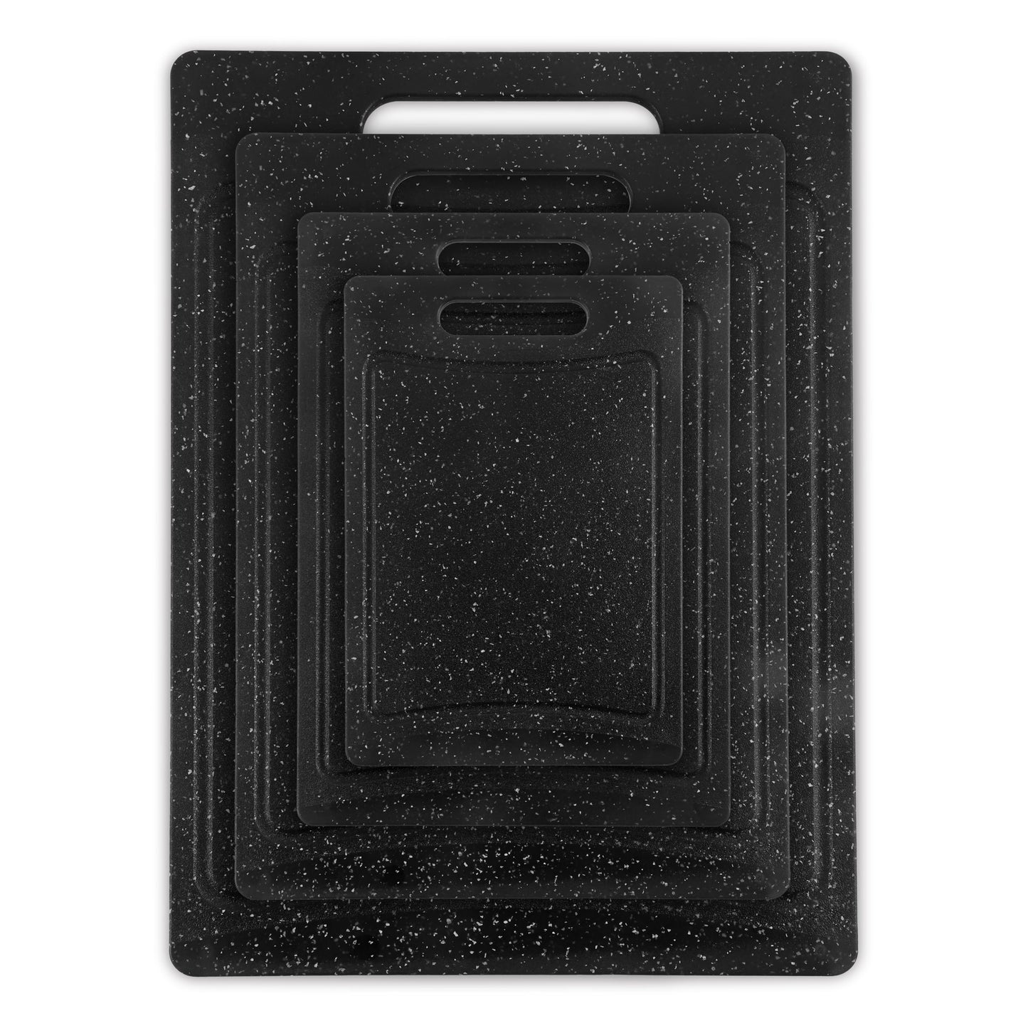 COOK WITH COLOR Non-Slip Cutting Board Set – Kitchen Essentials with Easy Grip Handle for Meat, Veggies, and Fruits, 4 Cutting Boards, Black