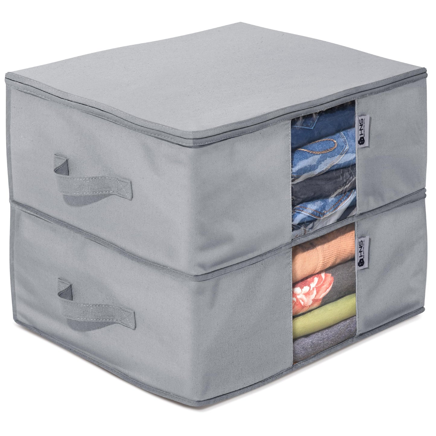 Cedar Clothes Storage Bag Organizer – Protects from Moths, Moisture, Dirt & Dust – Set of 2 Underbed Storage Bags for Clothes, Cashmere Sweaters, Bedding & More - Underbed Storage - Grey