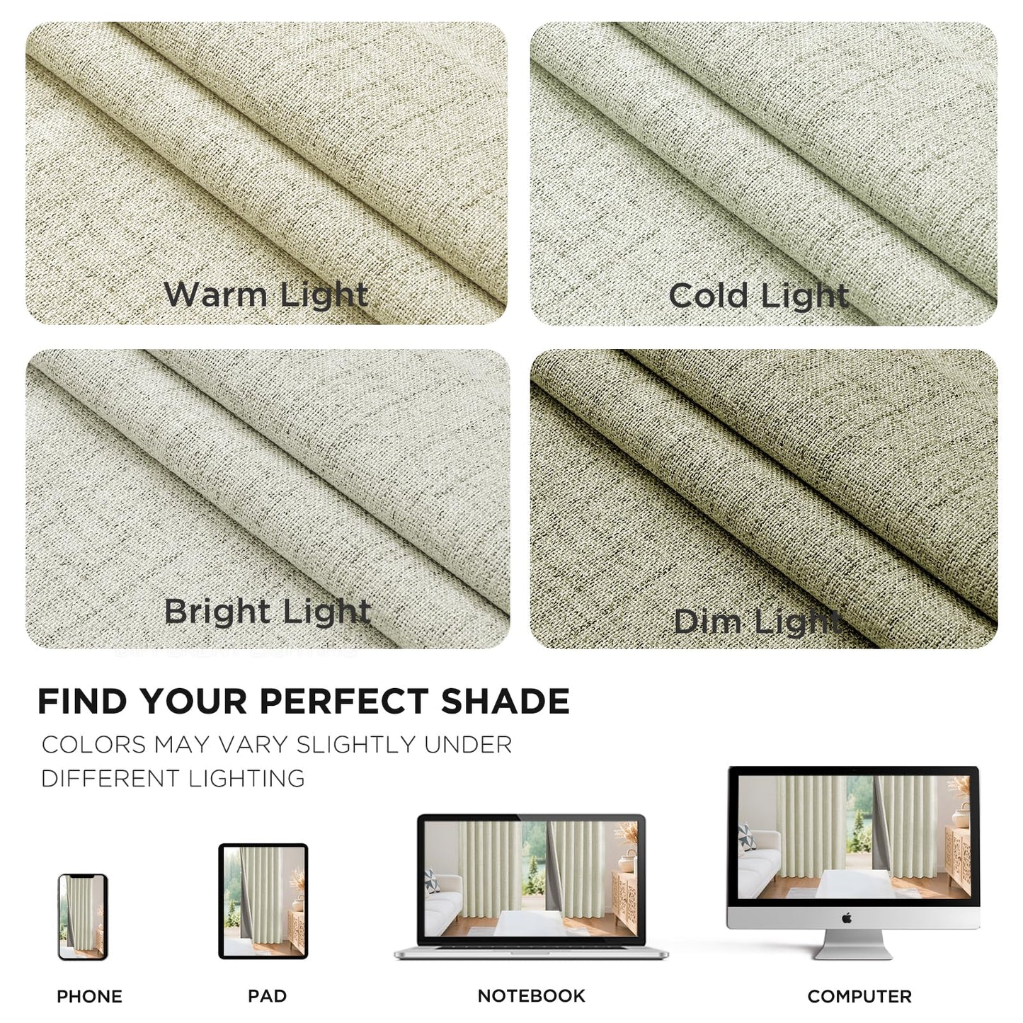 Joydeco Blackout Curtains for Bedroom - 100% Light Blocking 2 Panels Light Beige Drapes 66"W x 84"L, Thermal Insulated Room Darkening Curtains, Linen Textured for Living Room, Rod Pocket & Back Tabs