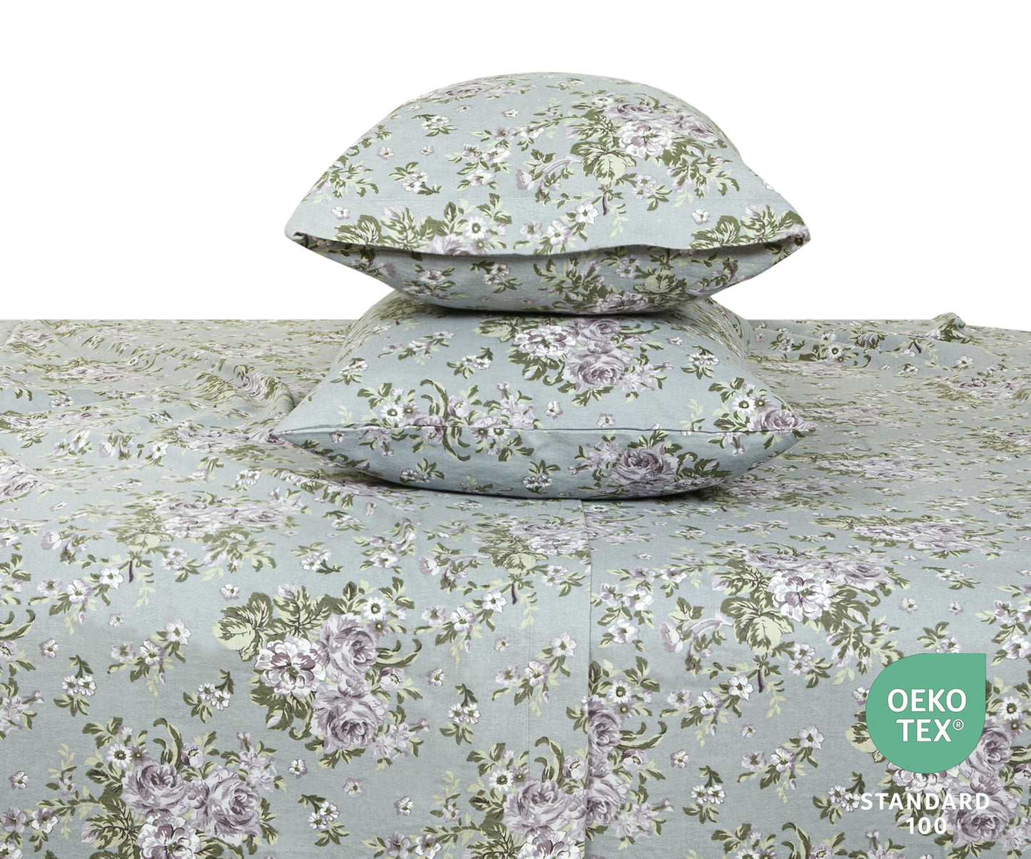 Bliss Casa 4 Piece 100% Cotton Flannel Sheets Queen Size Bed Set - Warm & Extra Soft - Deep Pockets, Breathable, All Seasons Comfy - Double Brushed Bed Sheet (Blossom)