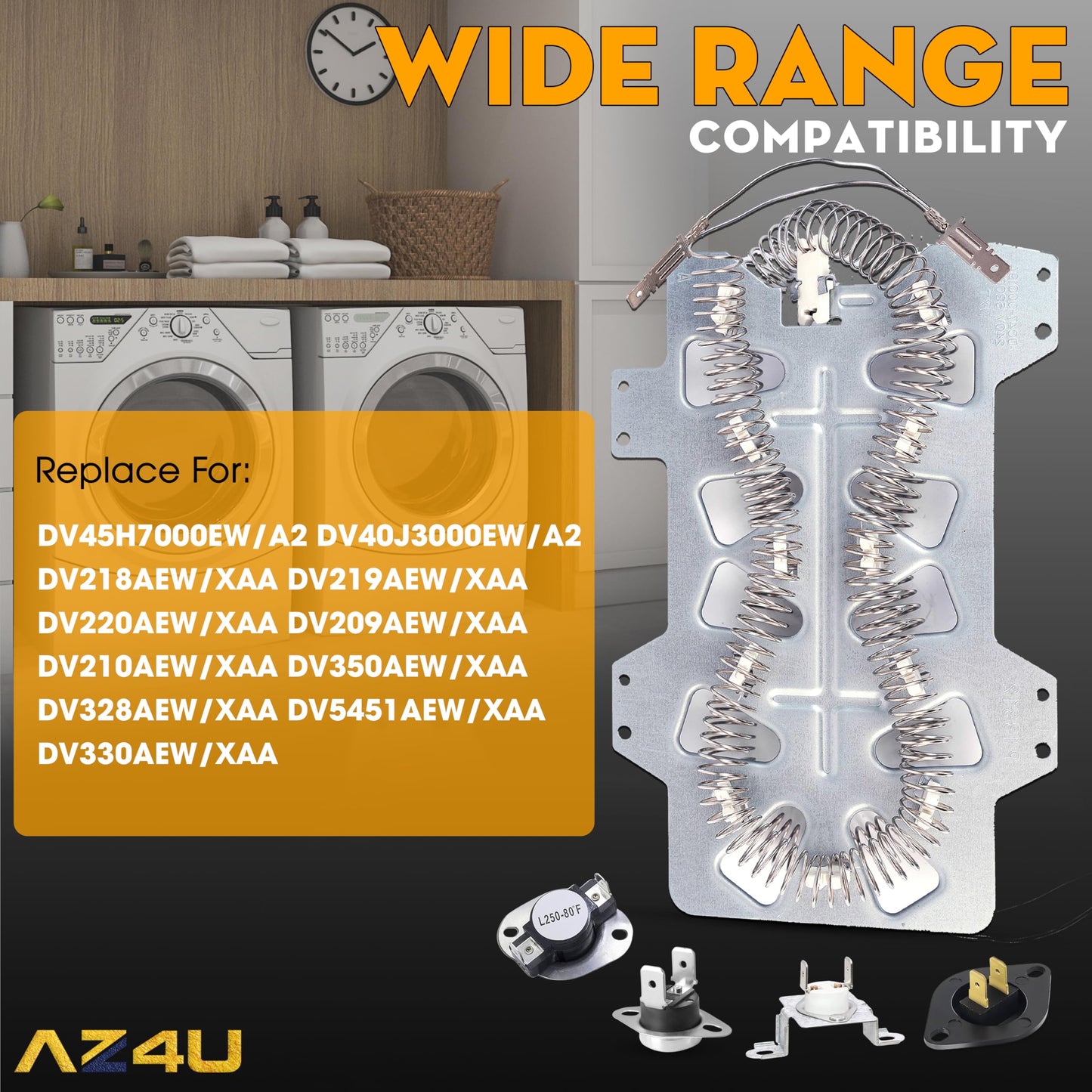 Dryer Heating Element Thermostat Replace For Samsung DV45H7000EW/A2 DV40J3000EW/A2 DV218AEW/XAA DV219AEW/XAA DV220AEW/XAA DV209AEW/XAA DV210AEW/XAA DV350AEW/XAA DV328AEW/XAA DV5451AEW/XAA DV330AEW/XAA