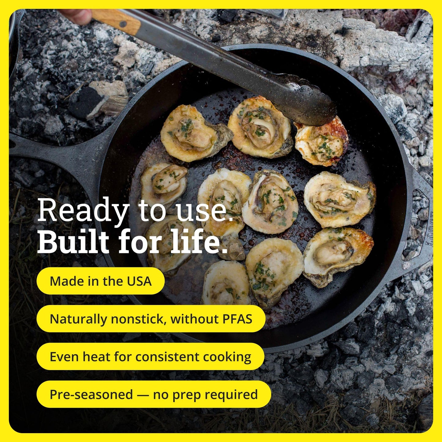 Lodge Seasoned Cast Iron Skillet 15 Inches - Frying Pan for the Stove, Grill or Campfire - Cooks Evenly - Features Easy-Grip Teardrop Handle - Non-Toxic, Nonstick & Long-Lasting