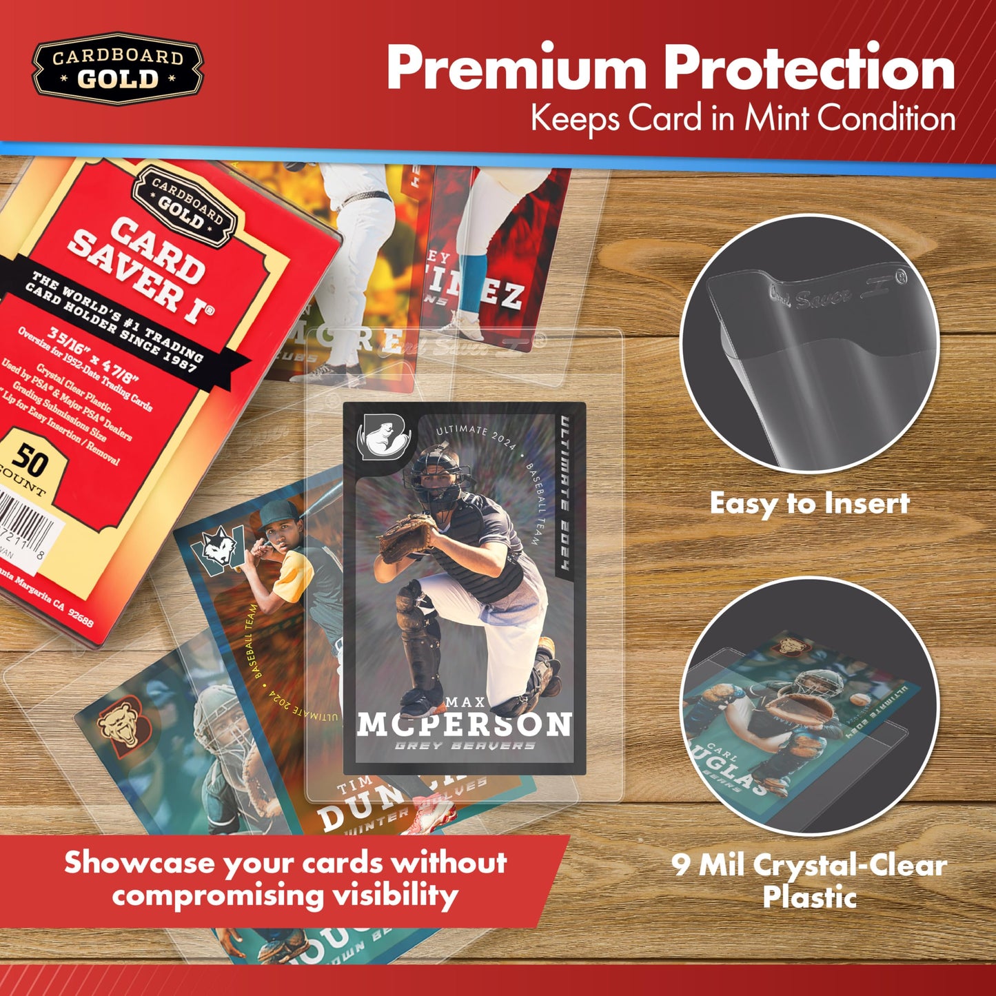 Cardboard Gold Card Saver 1-400 Count - Semi Rigid Card Holder, Trading Card Protectors - PSA-Approved Cardsaver for Baseball, Trading, Sports Cards - Card Sleeves, Binder, & Storage Box Compatible
