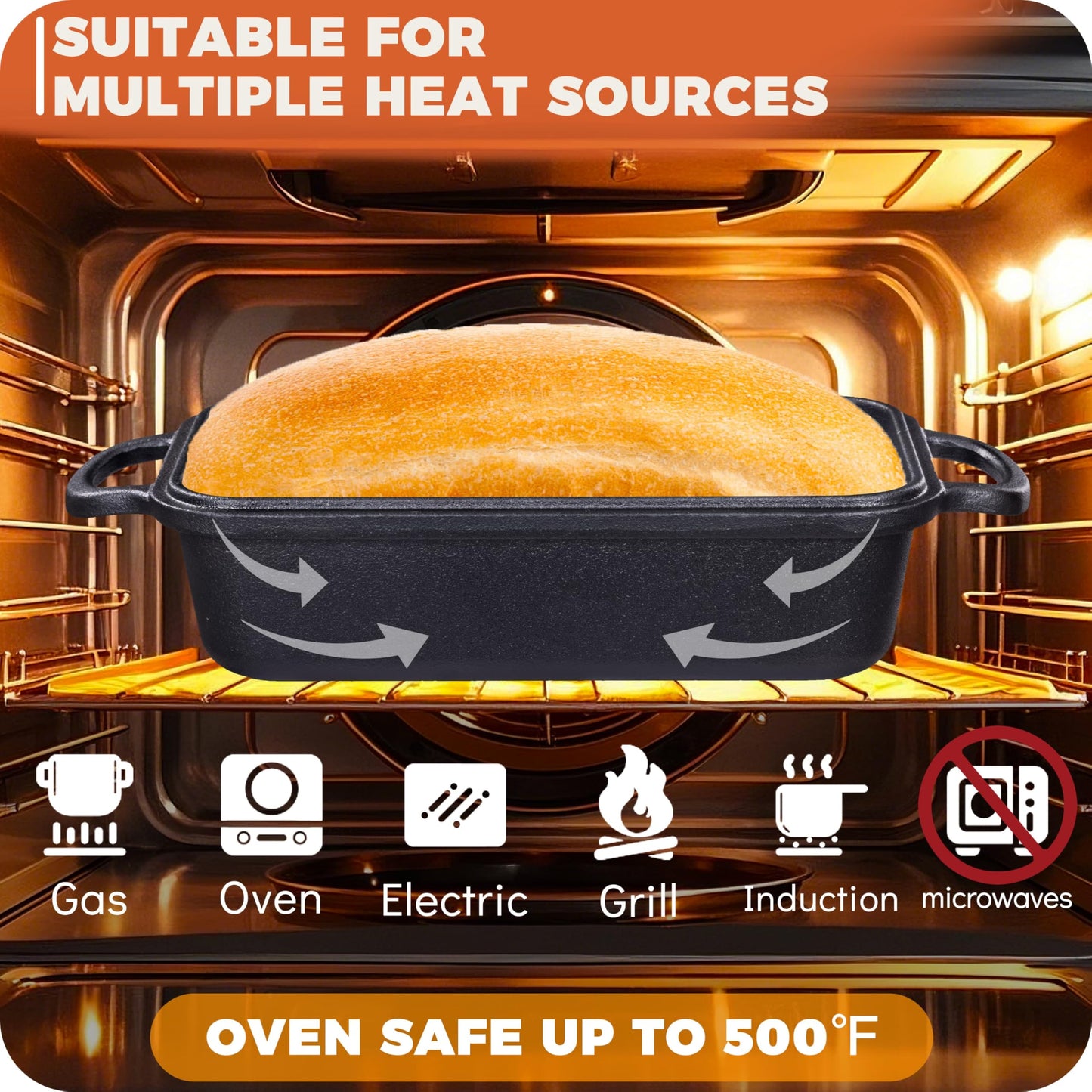 Articasting Cast Iron Loaf Pan with Lid 9×5 Inch, Bread Baking Pans, Even Heat Distribution for Sourdough, Pre-Seasoned Dutch Oven Loaf Pan for Homemade Bread
