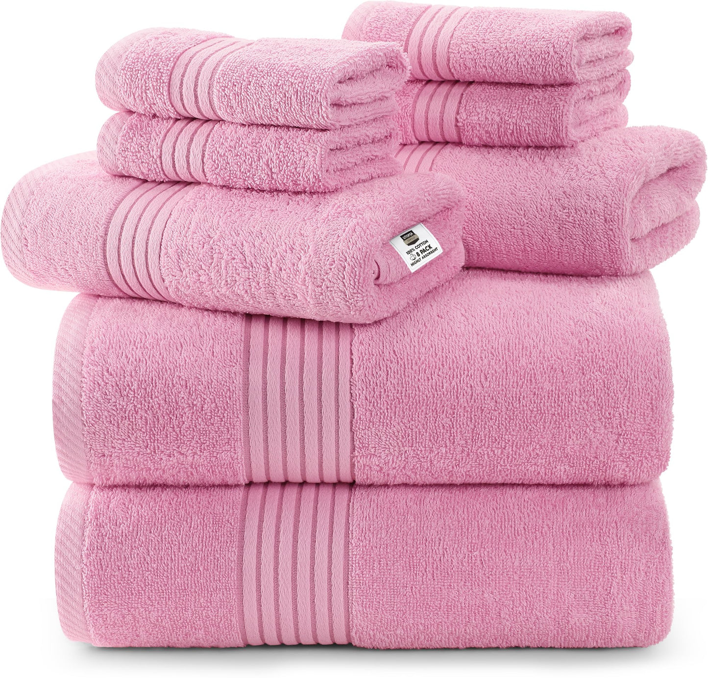 Utopia Towels 8 Piece Premium Towel Set, 2 Bath, 2 Hand, and 4 Washcloths, 100% Ring Spun Cotton, Highly Absorbent Towels for Bathroom, Sports, and Hotel, Pink
