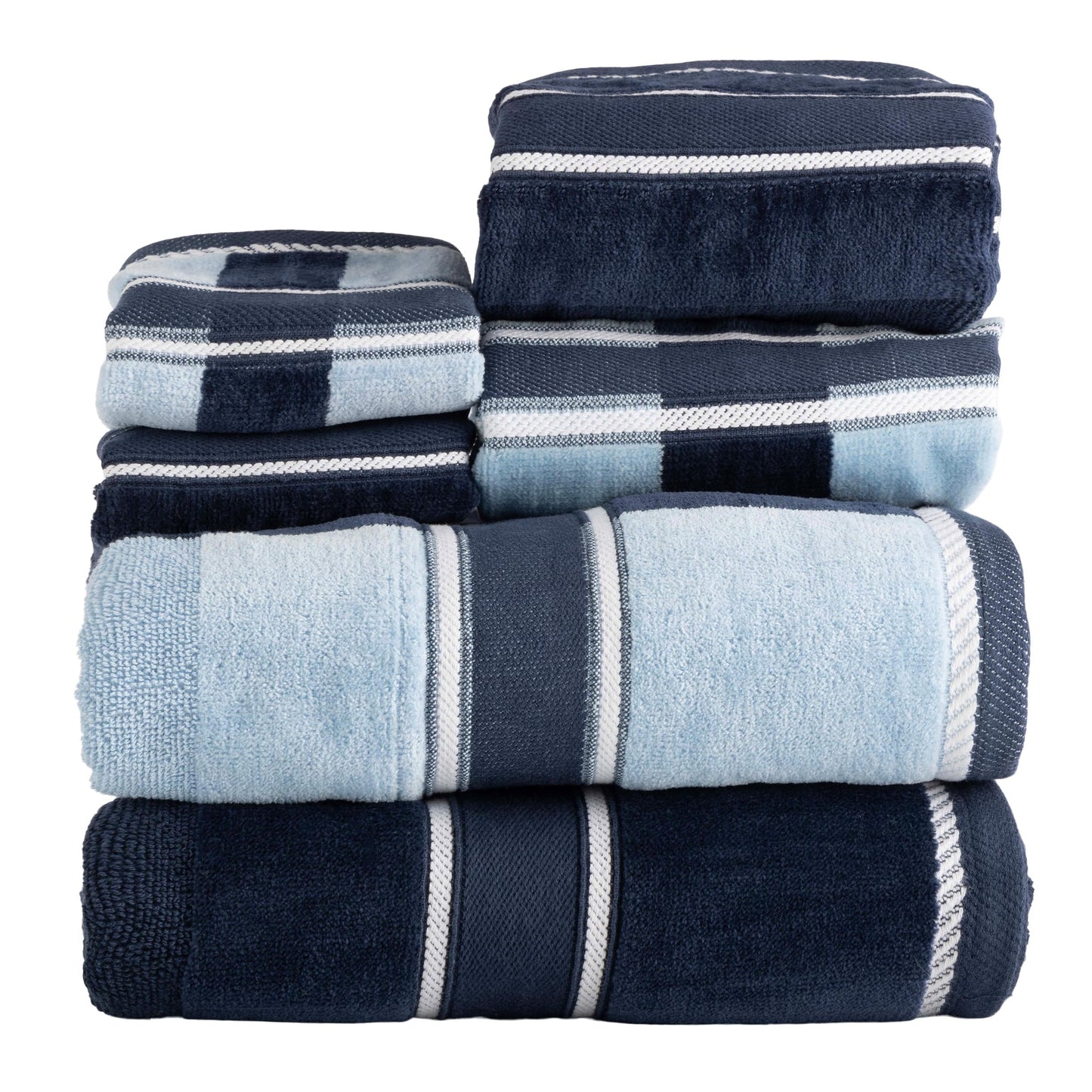 Lavish Home 6 Piece Bathroom Towels Set - 525 GSM 100% Cotton Bathroom Accessories - 2 Bath Sheets, 2 Hand Cloths , and 2 Wash Cloths - Soft Towel Set for Shower, Gym, Dorm, and Spa (Navy)