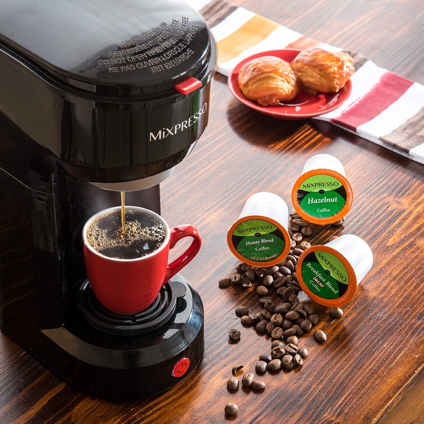 Mixpresso 2-in-1 Coffee Maker – Single Serve & Ground Coffee Brewer, Compact Personal Coffee Machine for Pods & Loose Grounds, Quick Brew 14 oz Portable Small Coffee Maker, Black