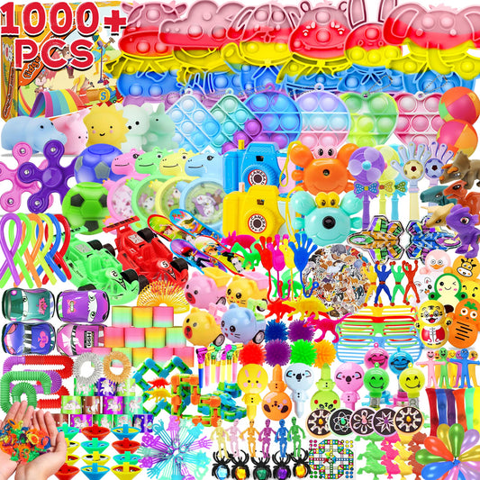 1000+ PCS Party Favors for Kids,Fidget Toys Pack,Valentines Stocking Stuffers, Birthday Gift, Treasure Box,Goodie Bag Stuffers, Carnival Prizes, Toys Filler Sensory Toy for Classrooom