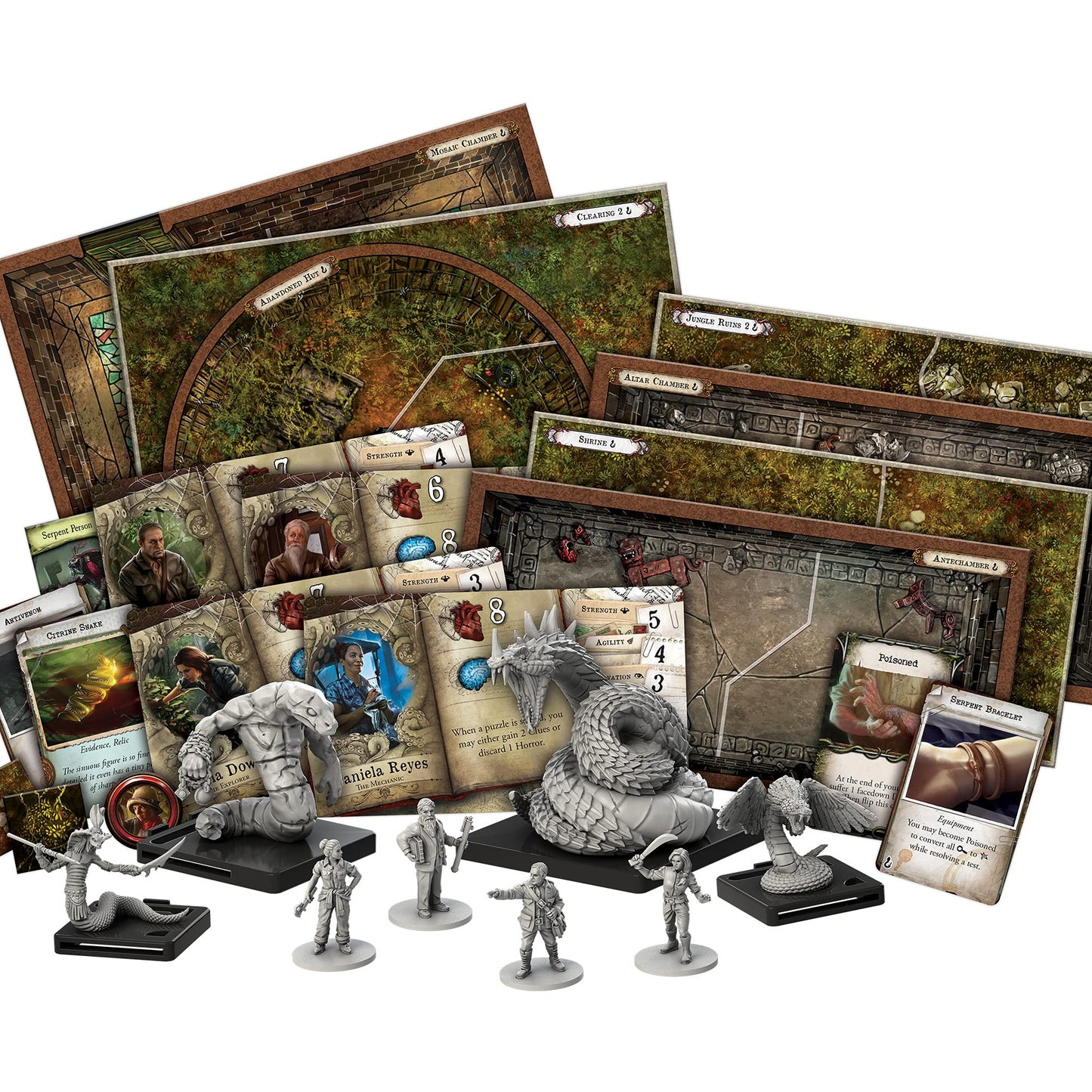 Mansions of Madness Path of The Serpent Expansion - Conquer The Perils of The Jungle and Unearth New Horrors! Ages 14+, 1-5 Players, 2-3 Hour Playtime, Made by Fantasy Flight Games
