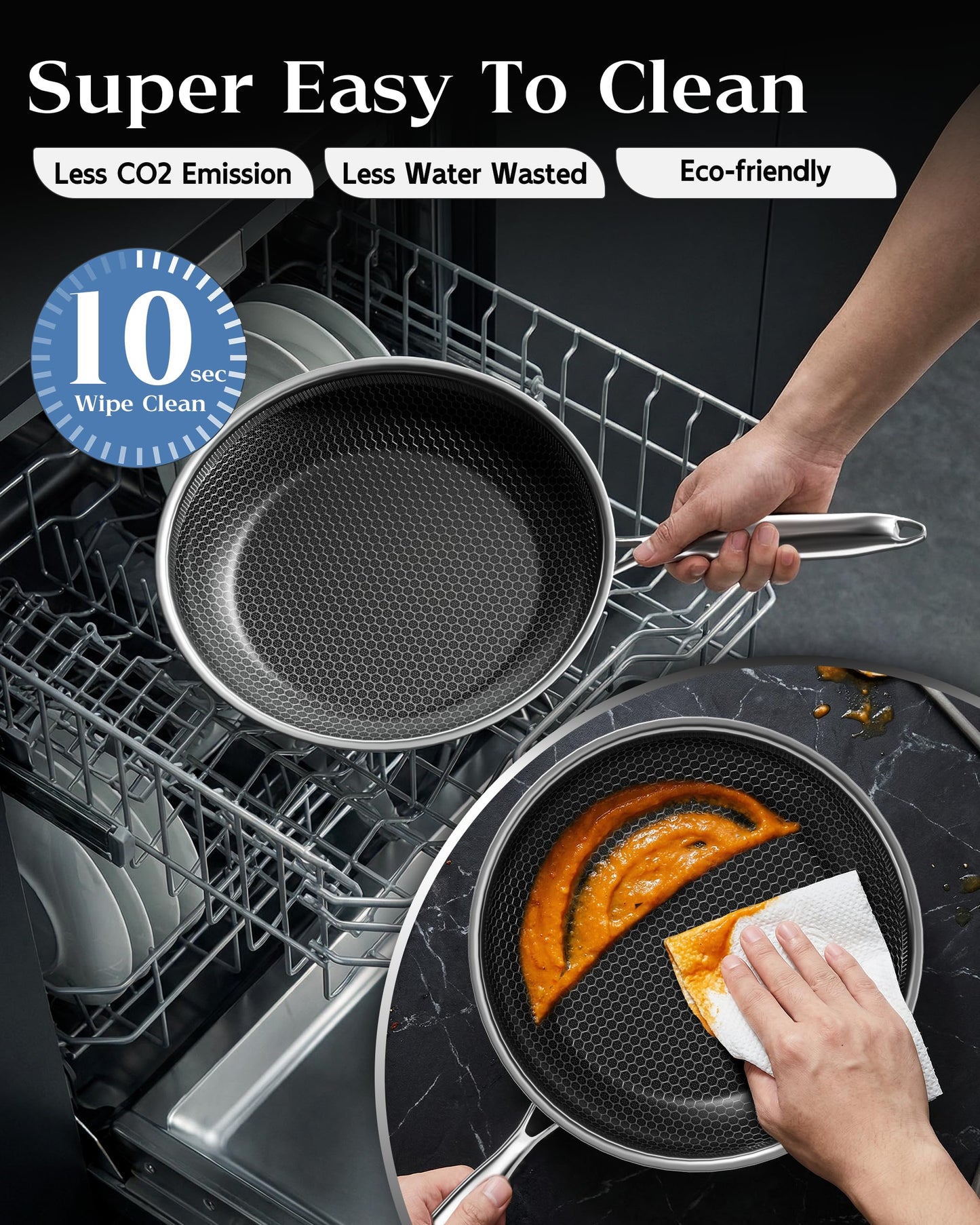 XBM Nonstick Frying Pan with Lid 7-Inch, Durable Stainless Steel Skillet, Induction Cooktop Compatible, PFOA-Free Scratch-Proof, Dishwasher & Oven Safe, Stay-Cool Handle, Silver Kitchen Cookware