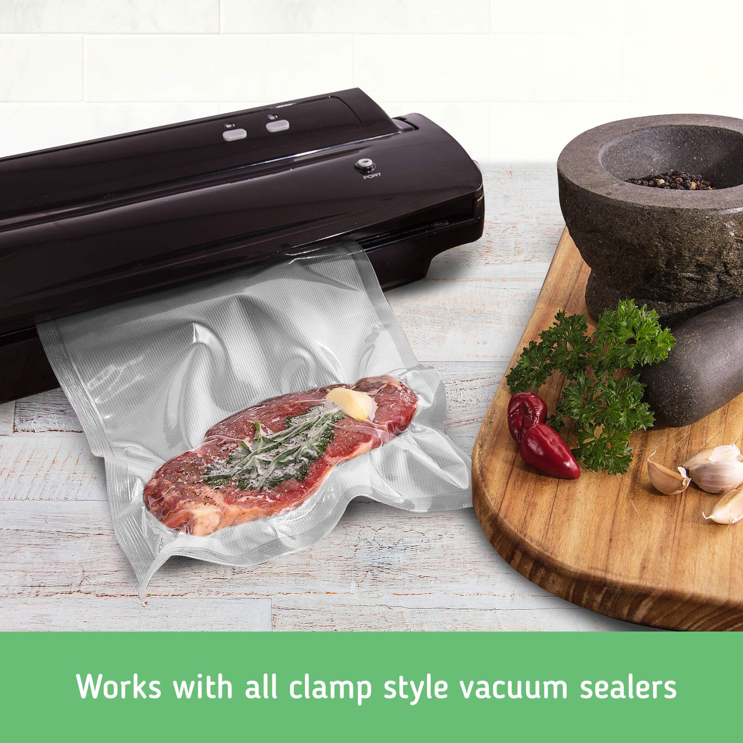 Nutri-Lock Vacuum Sealer Bags - Commercial Grade Bags - Works with Sous Vide -BPA Free - 100 Quart Bags 8x12 Inch
