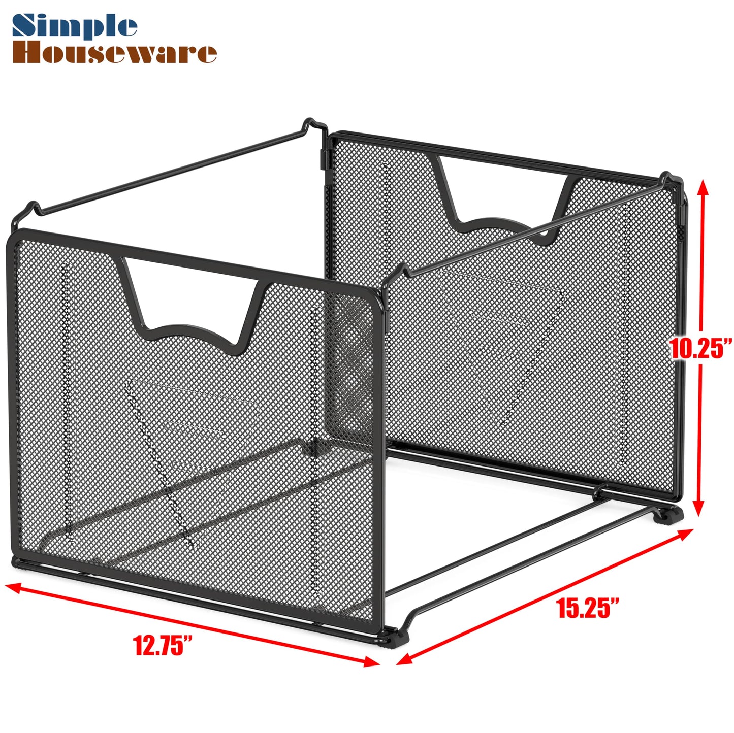 Simple Houseware Mesh Hanging File Folder Organizer 15.25" D x 12.75" W , 2 Packs, Black
