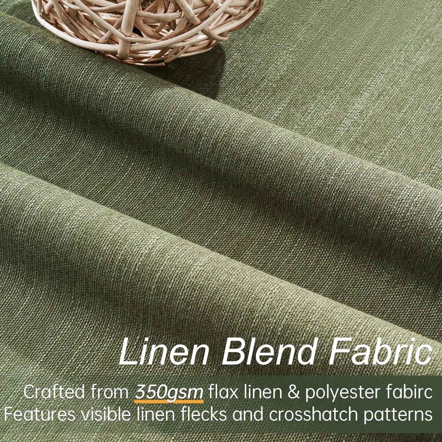 Topfinel Olive Green Linen Blackout Curtains 84 Inch Long for Living Room,Pinch Pleated Drape with Hooks Back Tab Boho Decor, Olive Forest Loden Full Black Out Curtains for Bedroom