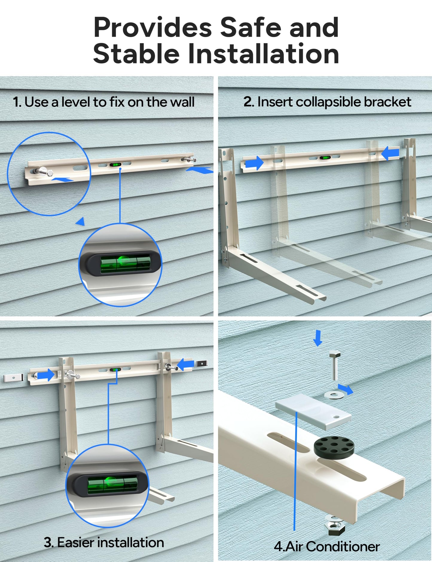 Toutgood Mini Split Wall Mounting Bracket, Heavy-Duty Wall Bracket for 9000 Btu to 36000 Btu Outdoor Ductless Minisplit Air Conditioner AC Heat Pump Systems, Max 490 Lb Capacity