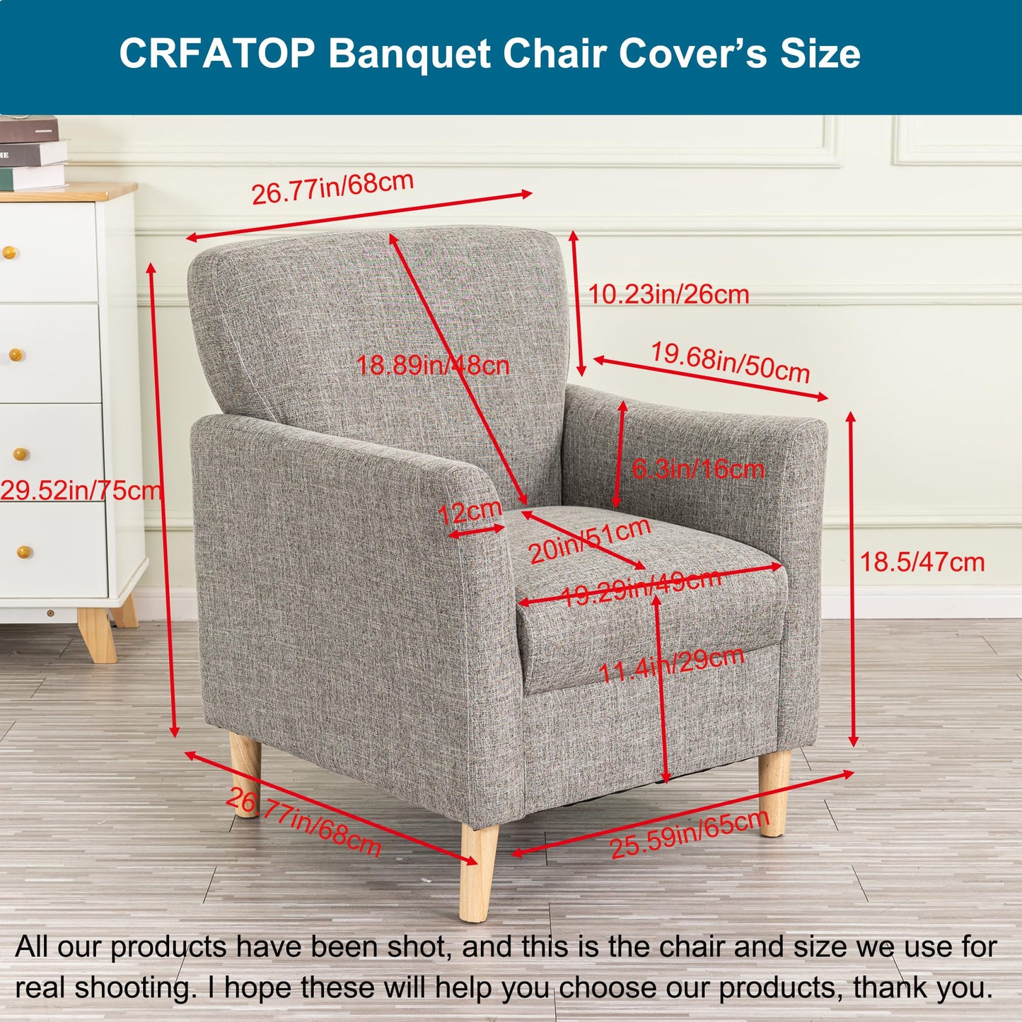 CRFATOP Stretch Mid Century Modern Armchair Slipcover 1-Piece Solid Accent Chair Covers with Arms Soft Waterproof Chair Slipcovers for Living Room Furniture Protector Office Reception Reading,Beige