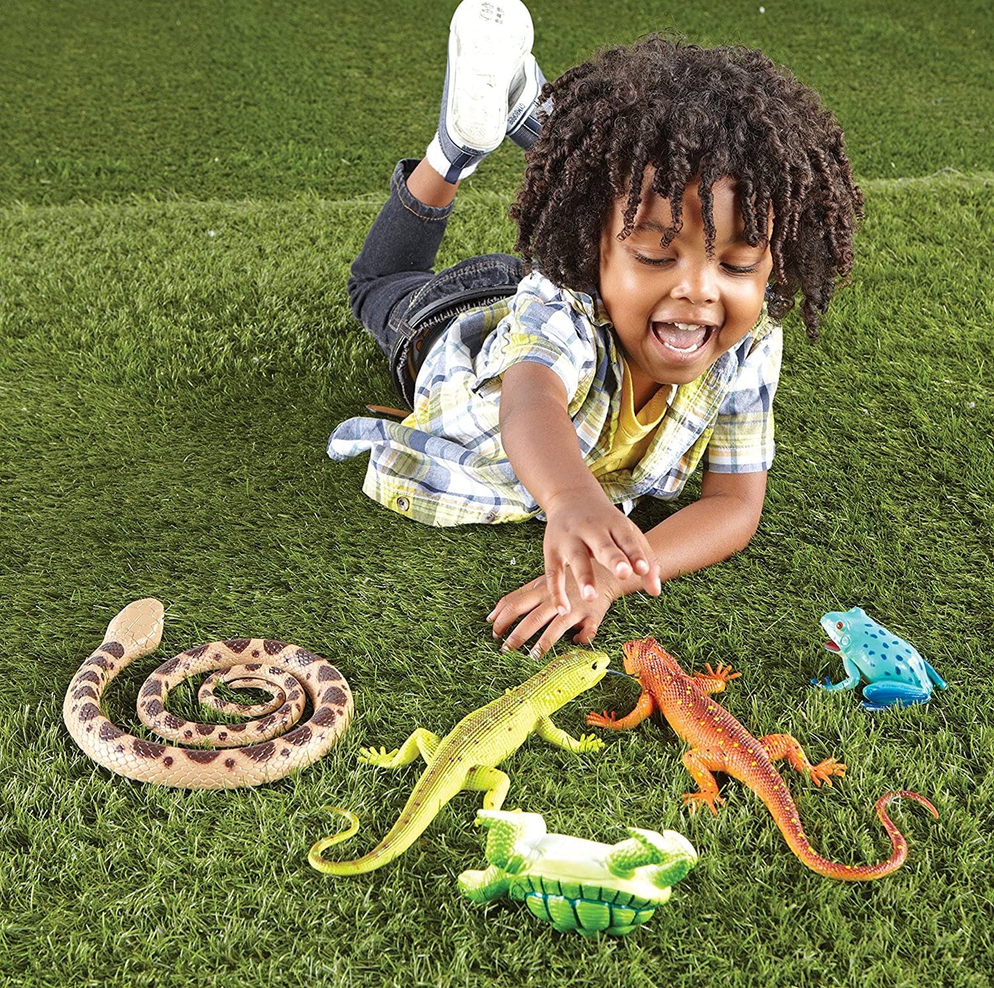 Learning Resources Jumbo Reptiles & Amphibians - Tortoise, Gecko, Snake, Iguana, Snake, and Tree Frog, Jungle Zoo Animals Figurines, Party Gifts for Boys and Girls, Montessori Pretend and Play