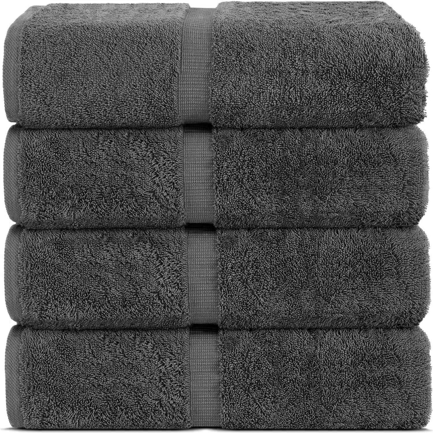 Chakir Turkish Linens 2 Piece Large Bath Towels, 100% Cotton Turkish Towels for Bathroom, Luxury Soft Absorbent Bath Towels, 30 x 60 Inches, Dark Gray