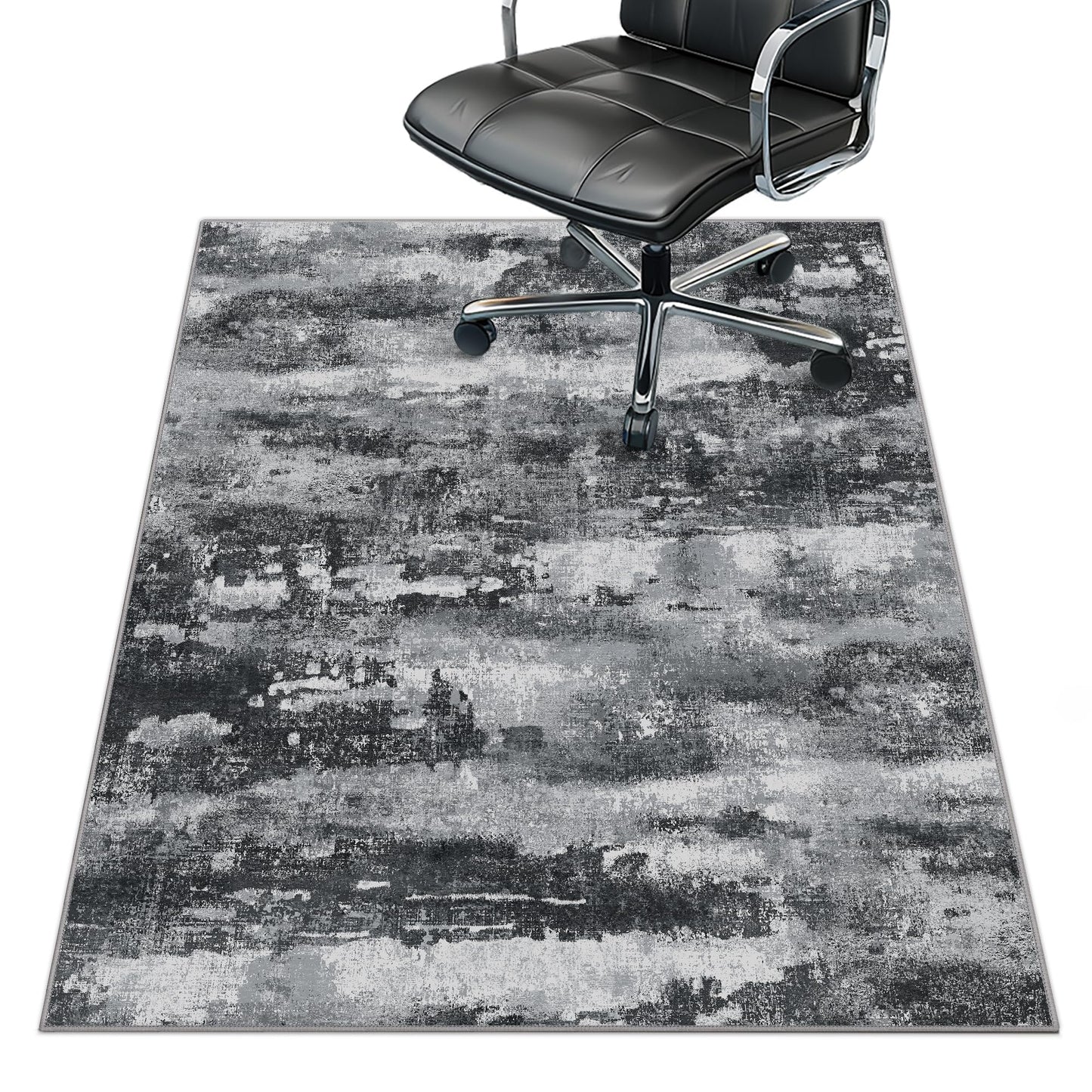 Office Chair Mat for Hardwood Tile Floor, Abstract 36"X 48" Desk Mats for Office Chair on Rolling Chairs Carpet, Desk Anti-Slip 1/5" Thick Rug for Computer Chair, Thin Low-Pile Floor Mat, Dark