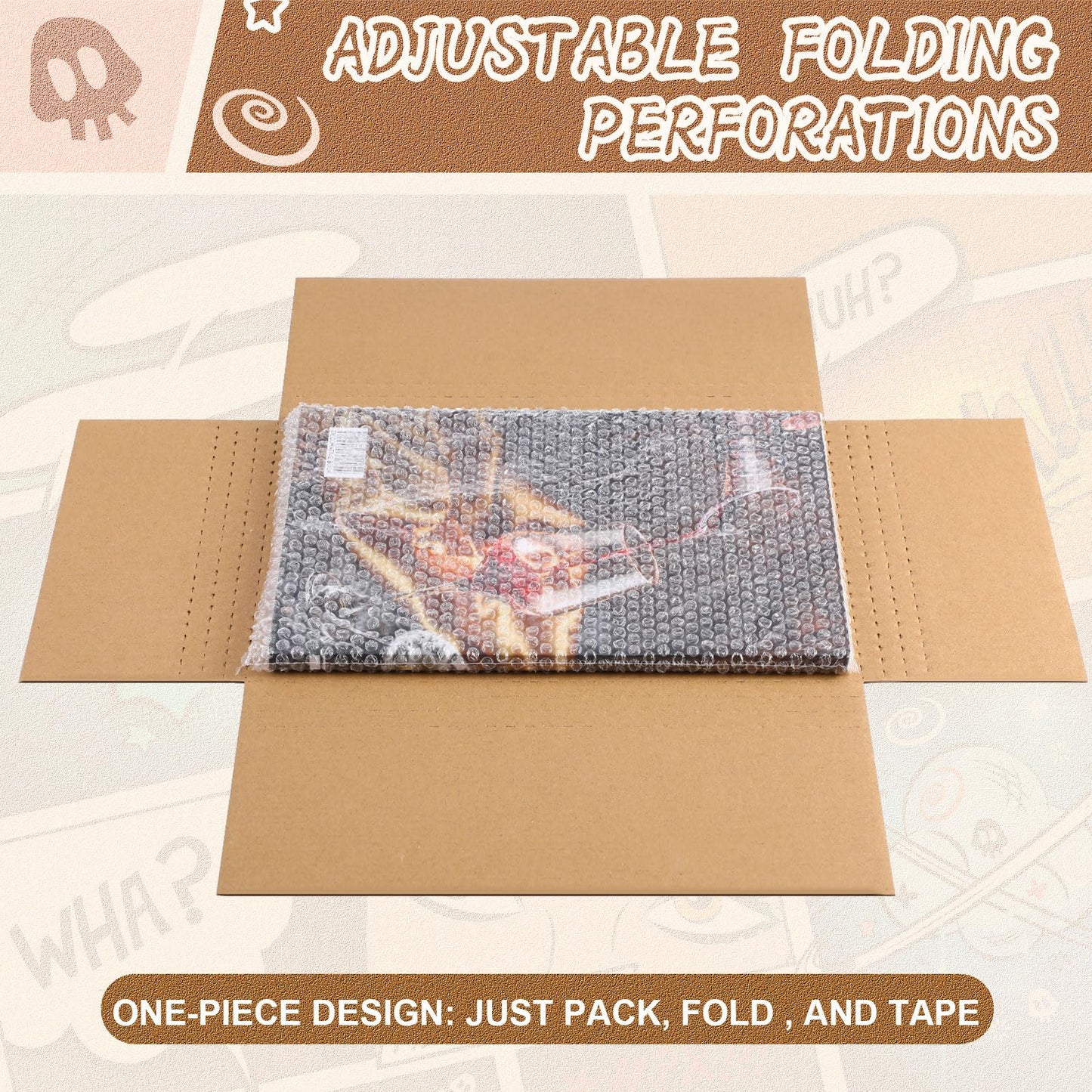 Fullhawl 30 Pack Corrugated Comic Book Mailers with 30 Bubble Bags, Comic Book Shipping Box Easy Fold Cardboard Photo Box for Mailing Packaging, Height Adjustable (White,7.8 x 11 x 1.2 Inch)