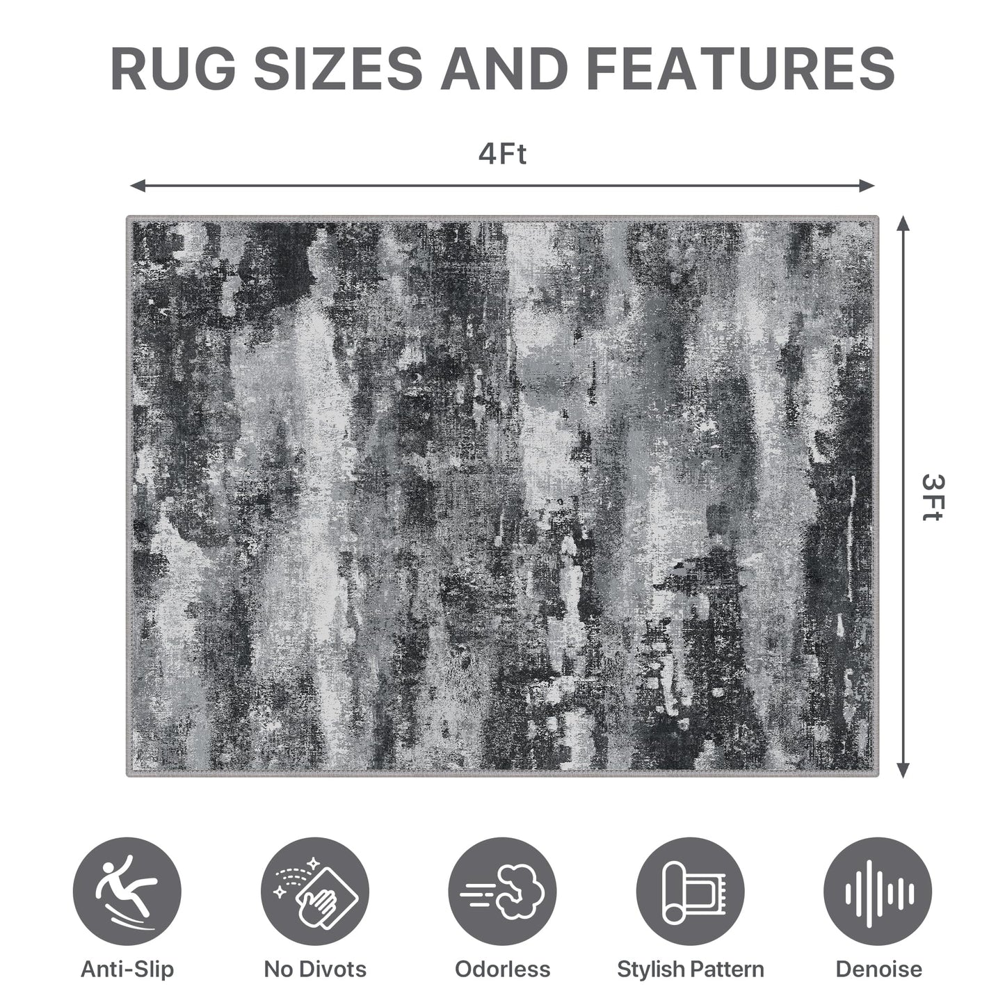 Office Chair Mat for Hardwood Tile Floor, Abstract 36"X 48" Desk Mats for Office Chair on Rolling Chairs Carpet, Desk Anti-Slip 1/5" Thick Rug for Computer Chair, Thin Low-Pile Floor Mat, Dark