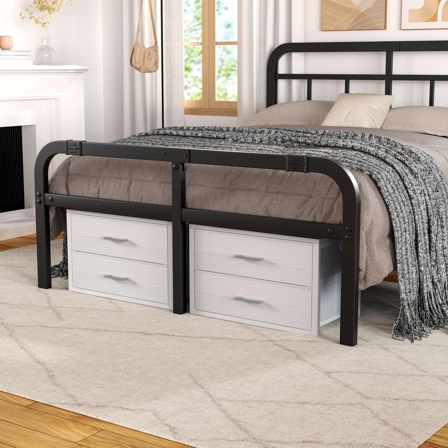 BOLUO Stackable Storage Drawers Closet Organizers and Storage Bins Fabric White 2 Drawer Dresser for Bedroom Office Modern
