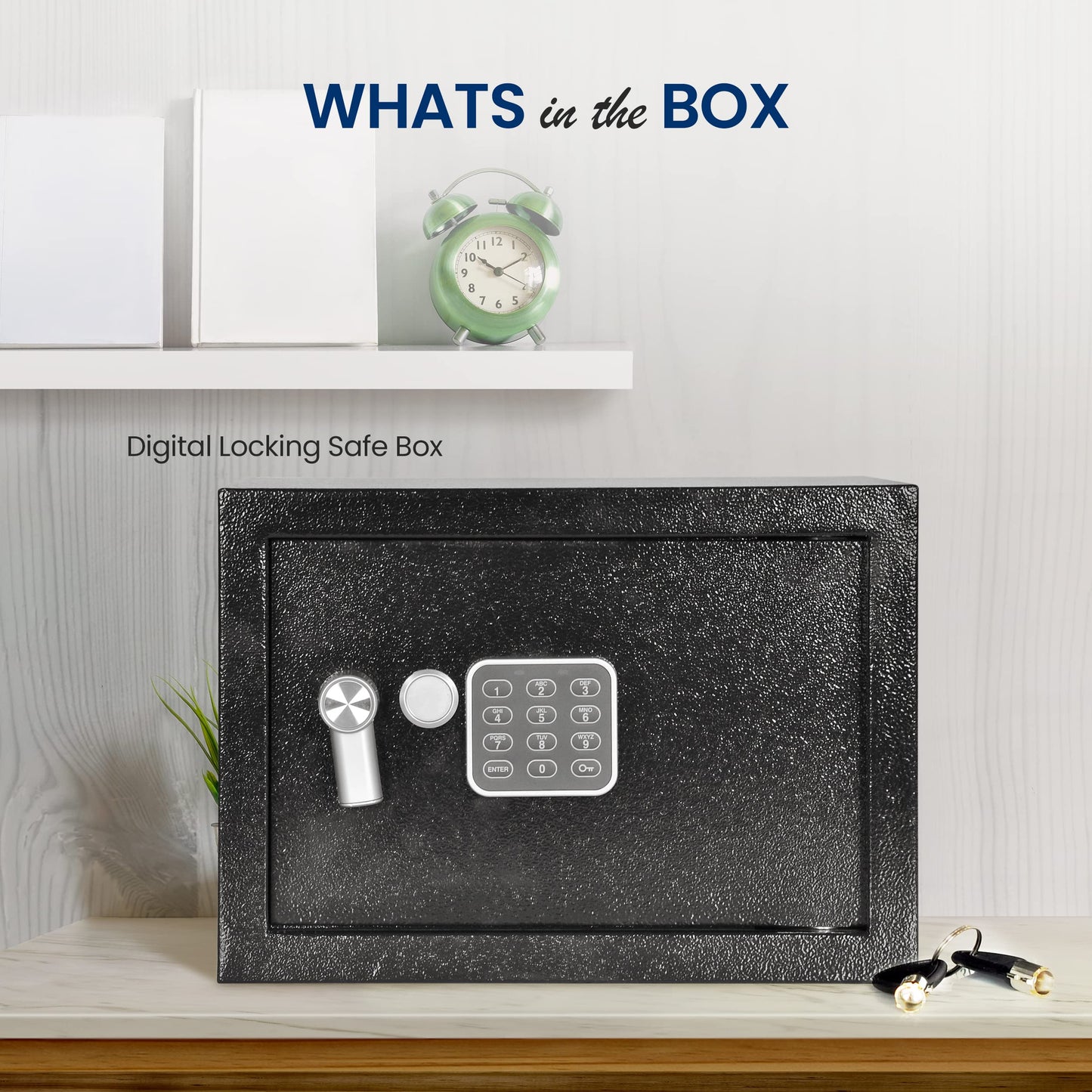 SereneLife Electronic Safe Box | Heavy Duty 13.8’’ x 9.8’’ Lockbox | Digital Keypad Code & 2 Key access | Small Money Safe for Home & Office | Secure Cash, Jewelry, Valuables | Wall & Floor Mountable