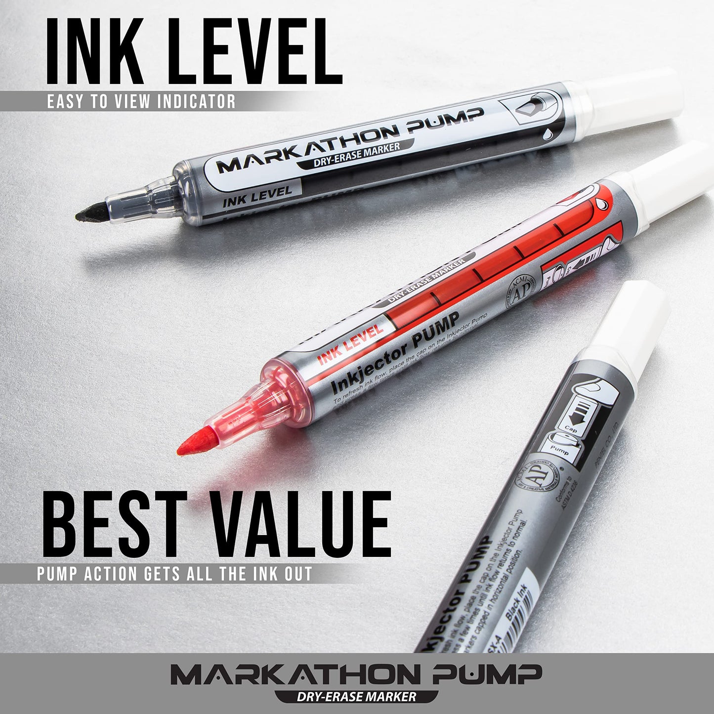 Pentel Markathon Pump Dry Erase Marker, Chisel Tip, Black Ink, 12 Pack (MWL6SX-A)