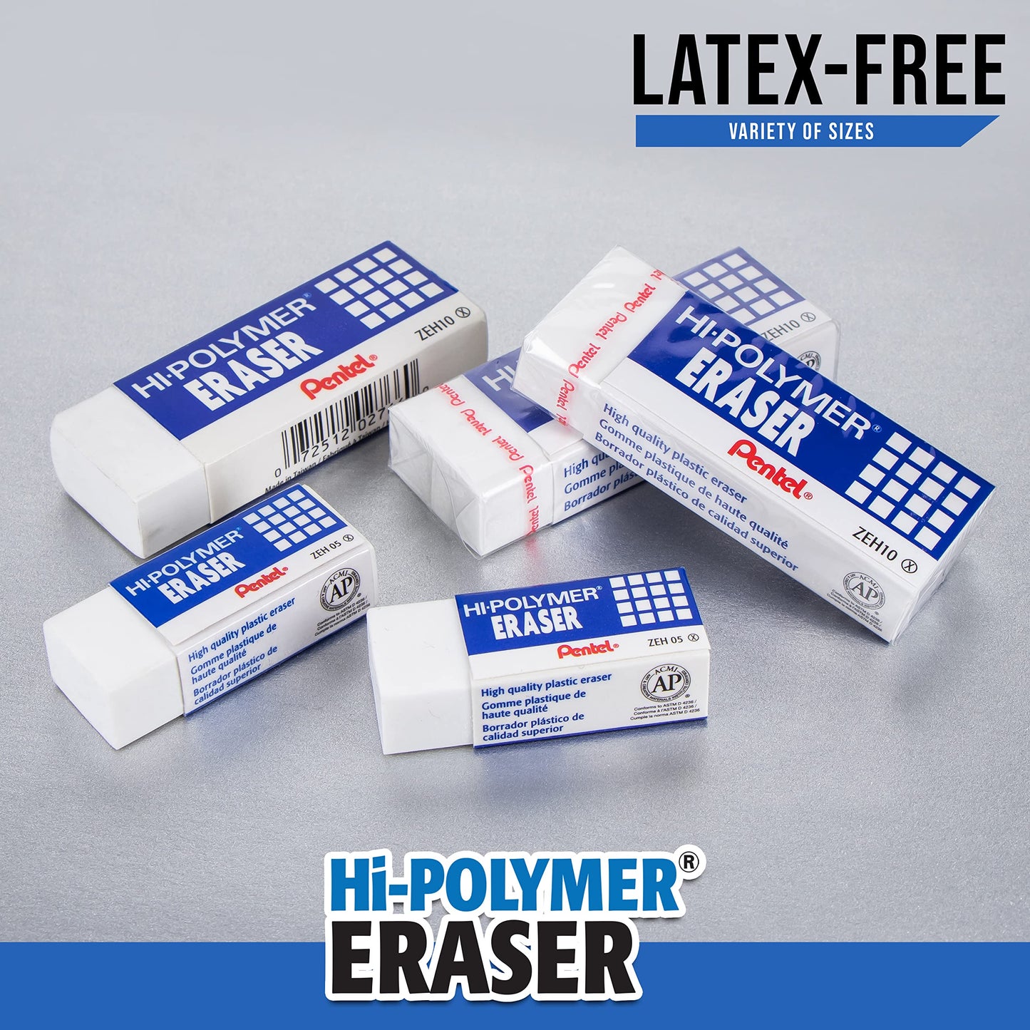 Pentel Hi-Polymer Block Eraser, Small, Box of 48 (ZEH-05)
