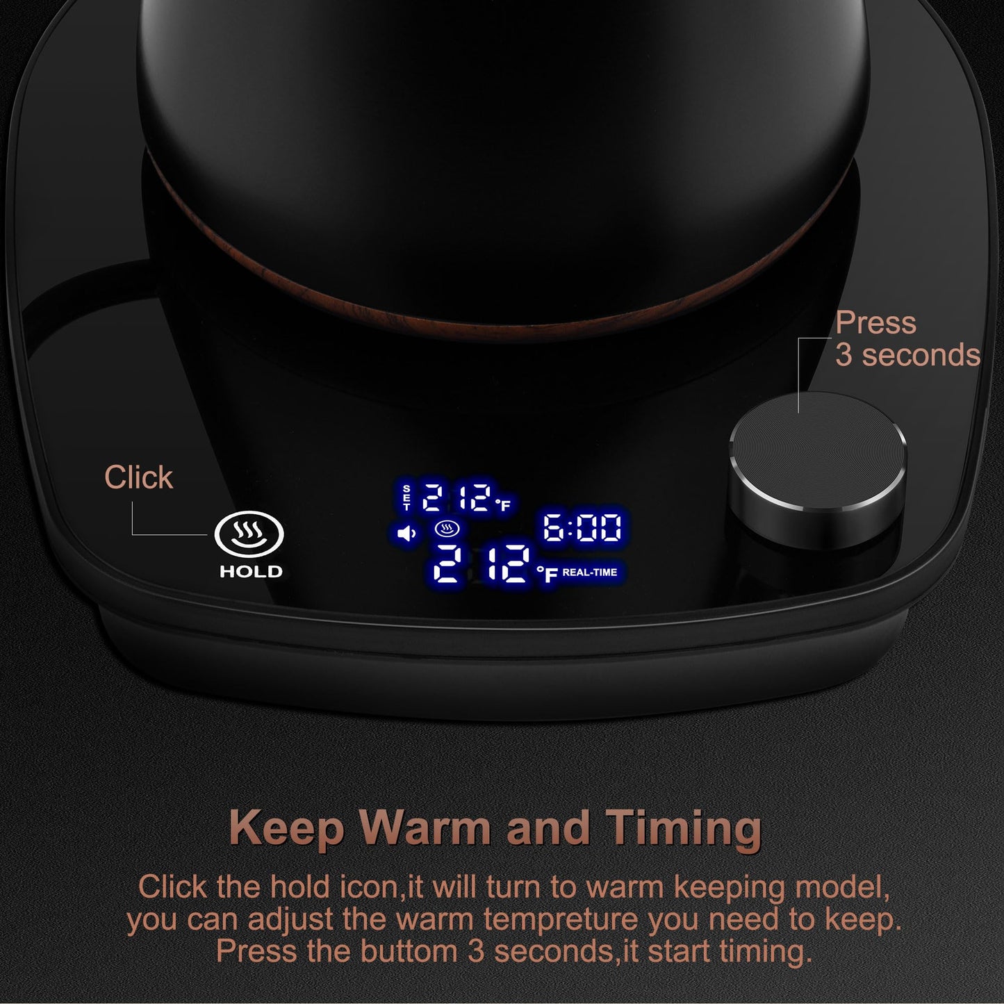 YDDZZM Gooseneck Electric Kettle, Intelligent Temperature Control, Stainless Steel Inner, Quick Heating, for Pour Over Coffee, Brew Tea, Boil Hot Water, 1000W 0.9L Black