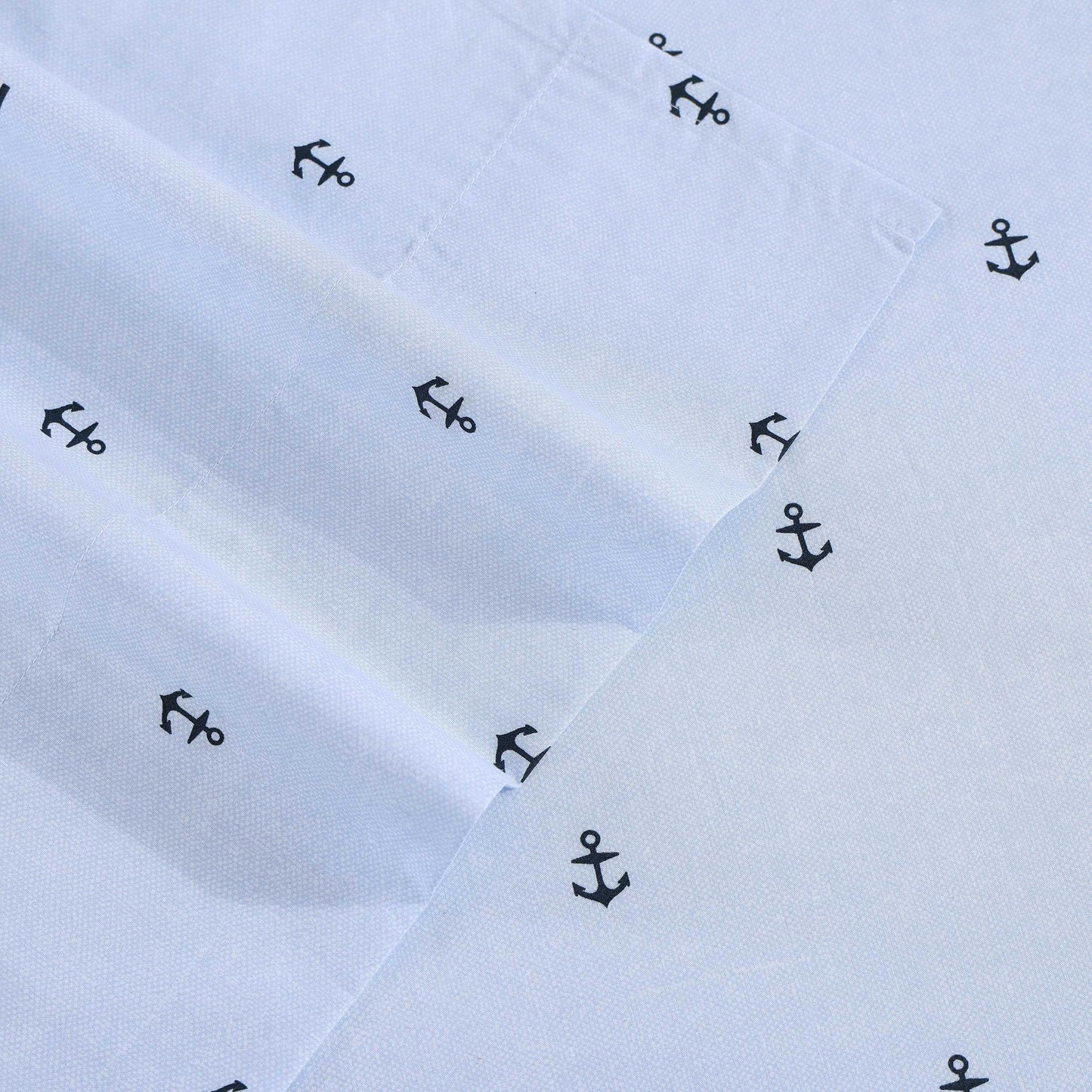 Tommy Hilfiger – Queen Size Sheet Set, Soft Cotton Percale Bedding with Crisp Cooling Comfort, Deep Pocket Fitted Sheet with Matching Pillowcases, Americana Decor (Nautical Anchor Light Blue)