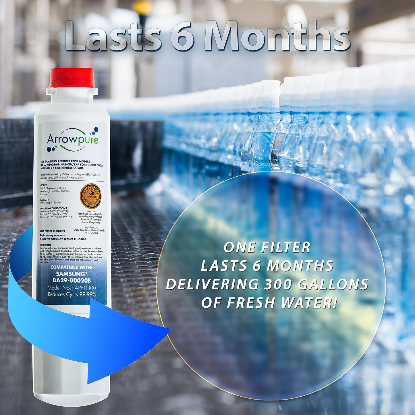 APF-0300 Fits Samsung Refrigerator Water Filter DA29-00020B Also HAF-CIN/EXP, RF28HMEDBSR, RWF0700A, RF4287HARS, RF263BEAESR, HDX FMS-2, 4-Pack