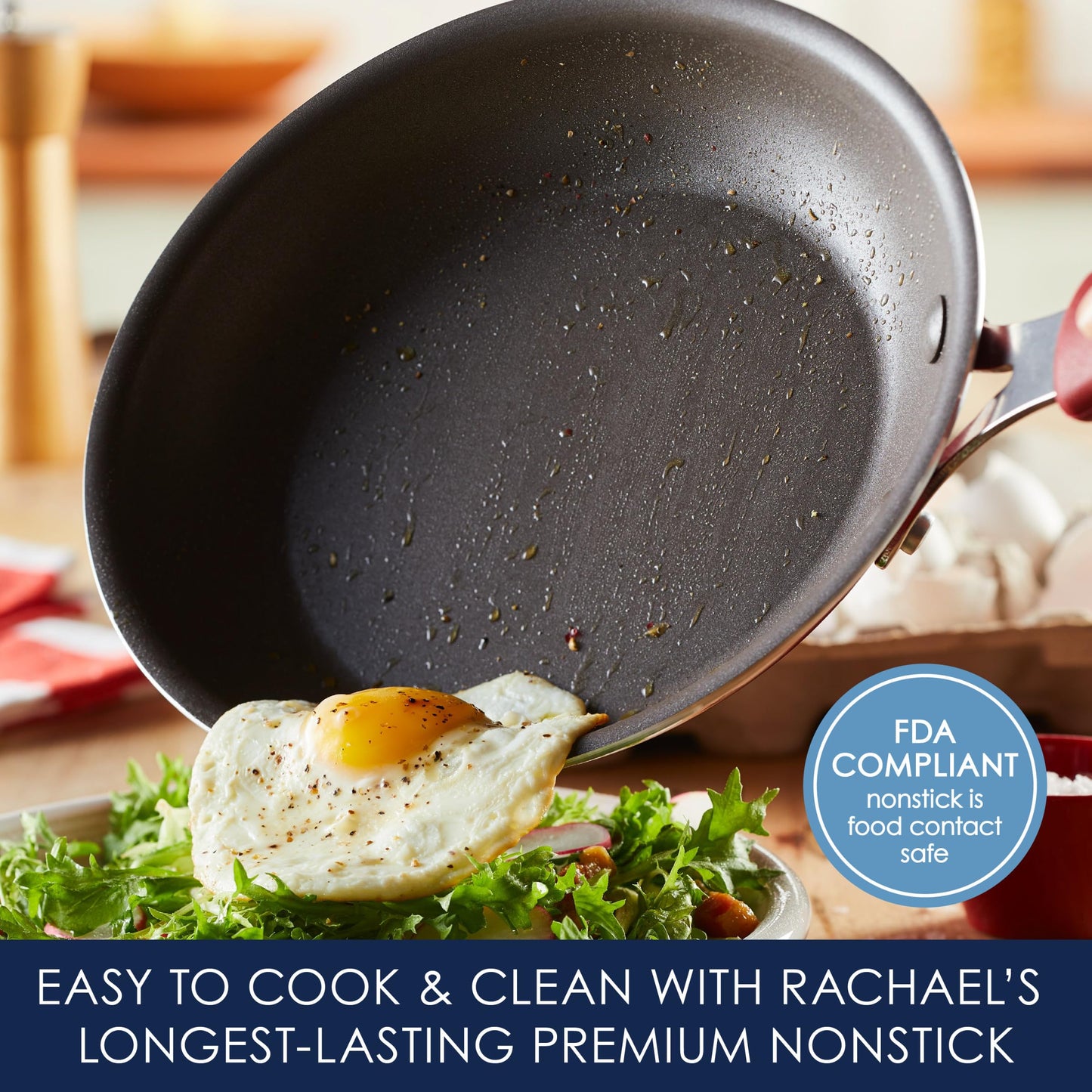 Rachael Ray Cook + Create Nonstick Frying Pan/Skillet, 8.5 Inch, Red