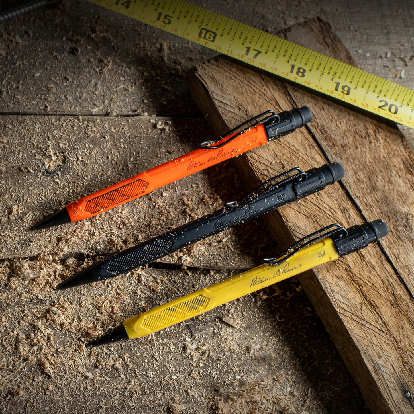 Rite in the Rain Weatherproof Mechanical Pencil, Yellow, Black, Orange Barrel, 1.3mm Dark Lead (No. IND15)