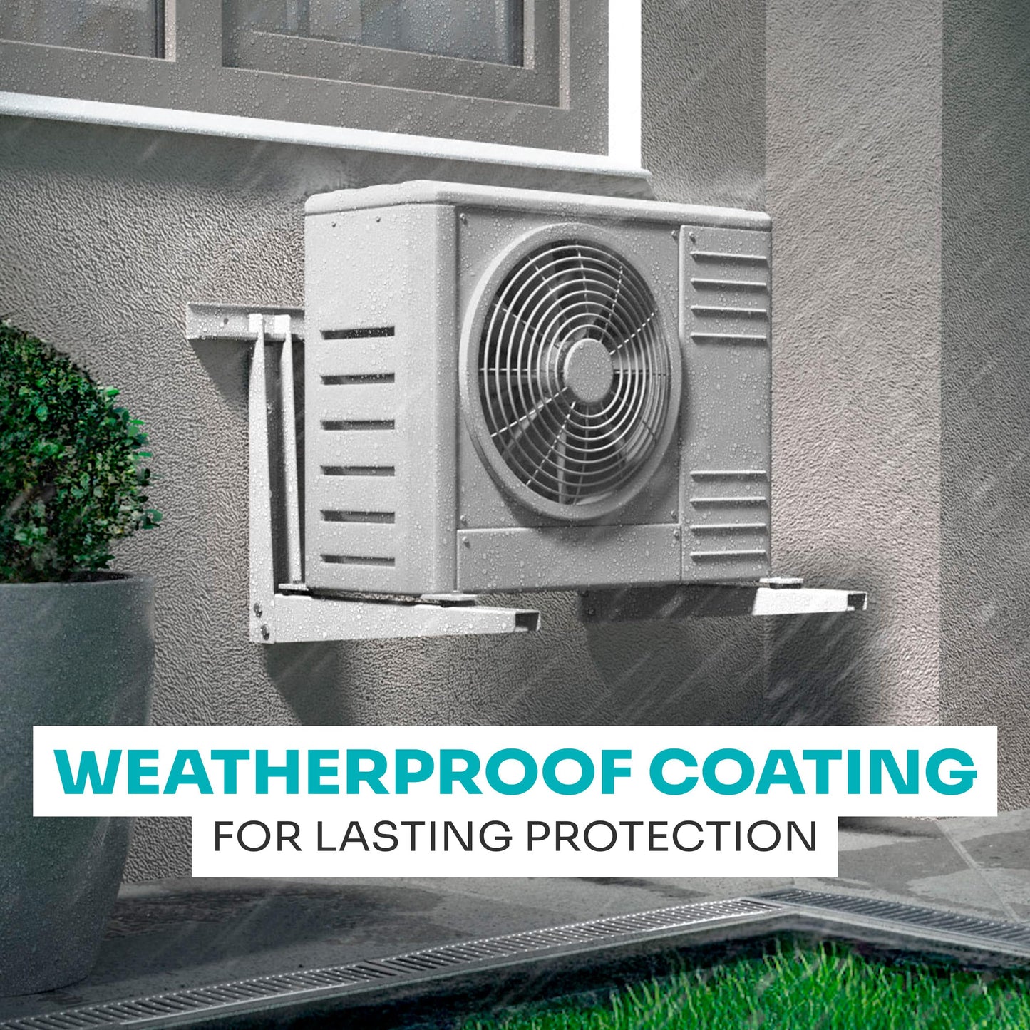 Heavy-Duty Outdoor Mini Split Wall Mount Bracket 9000 - 24000 BTU | Weatherproof Mini Split Mounting Bracket | Includes Drill Bit & Anti-Vibration Pads | Max 450lb Capacity